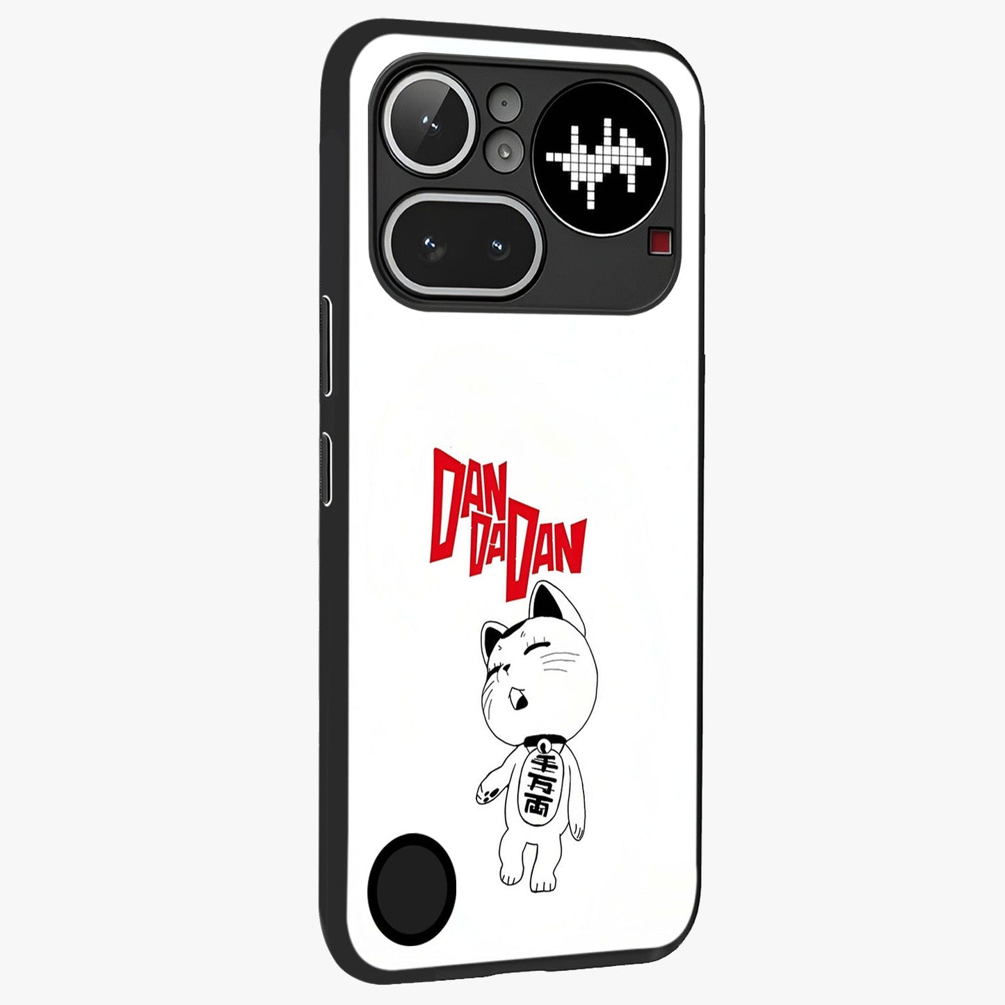 Playful Spirit Charm Glass Case upright view showcasing vibrant charm artwork with fun artistic theme.