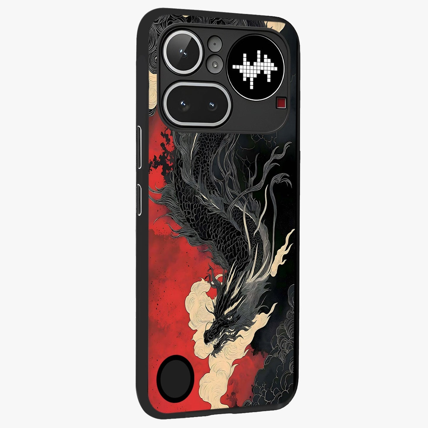 Shadow Dragon Fury Glass Case upright view showcasing intense dragon artwork with dramatic shadow theme.