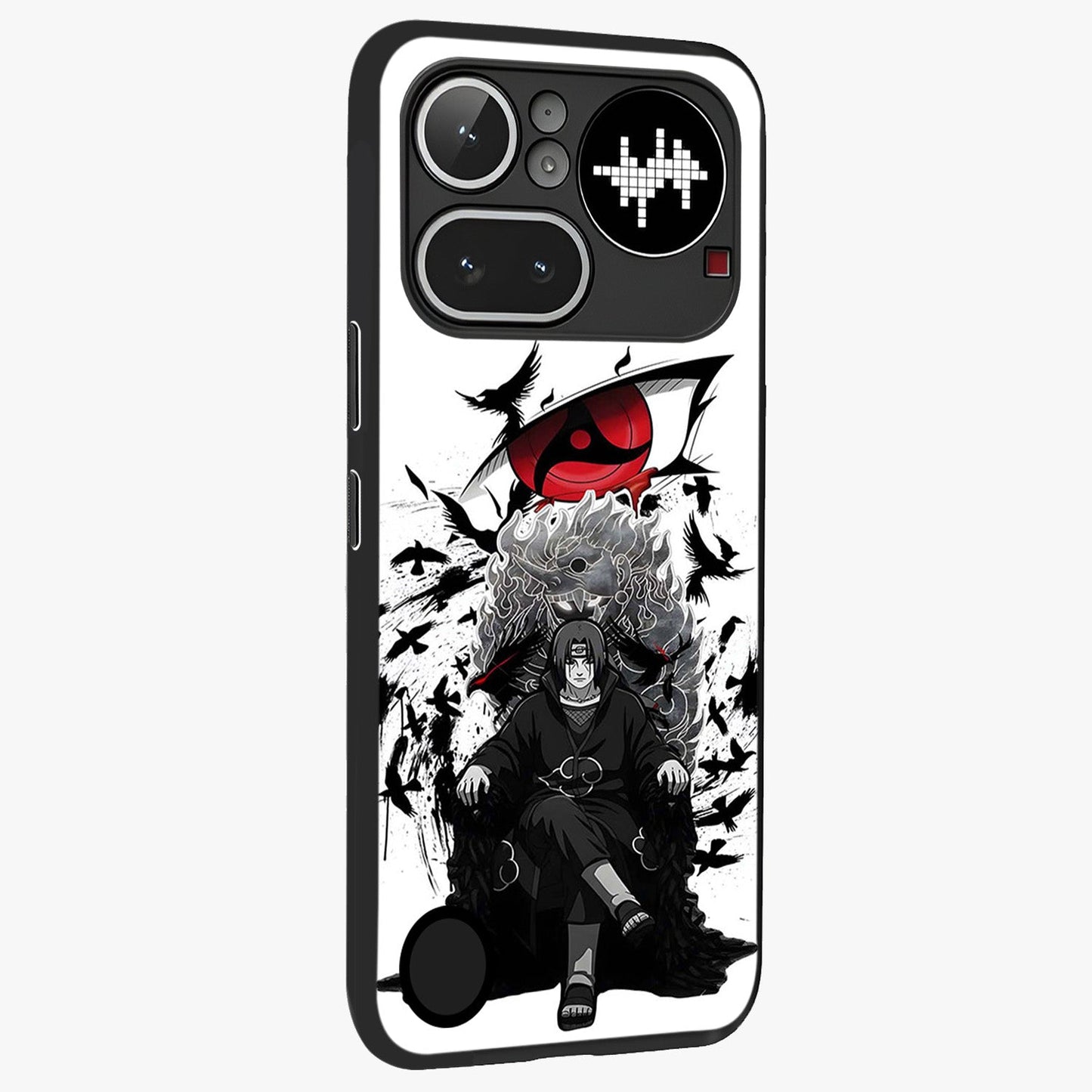 Uchiha Shadow Throne Glass Case upright view showcasing magical underwater galaxy artwork with vibrant cosmic theme.