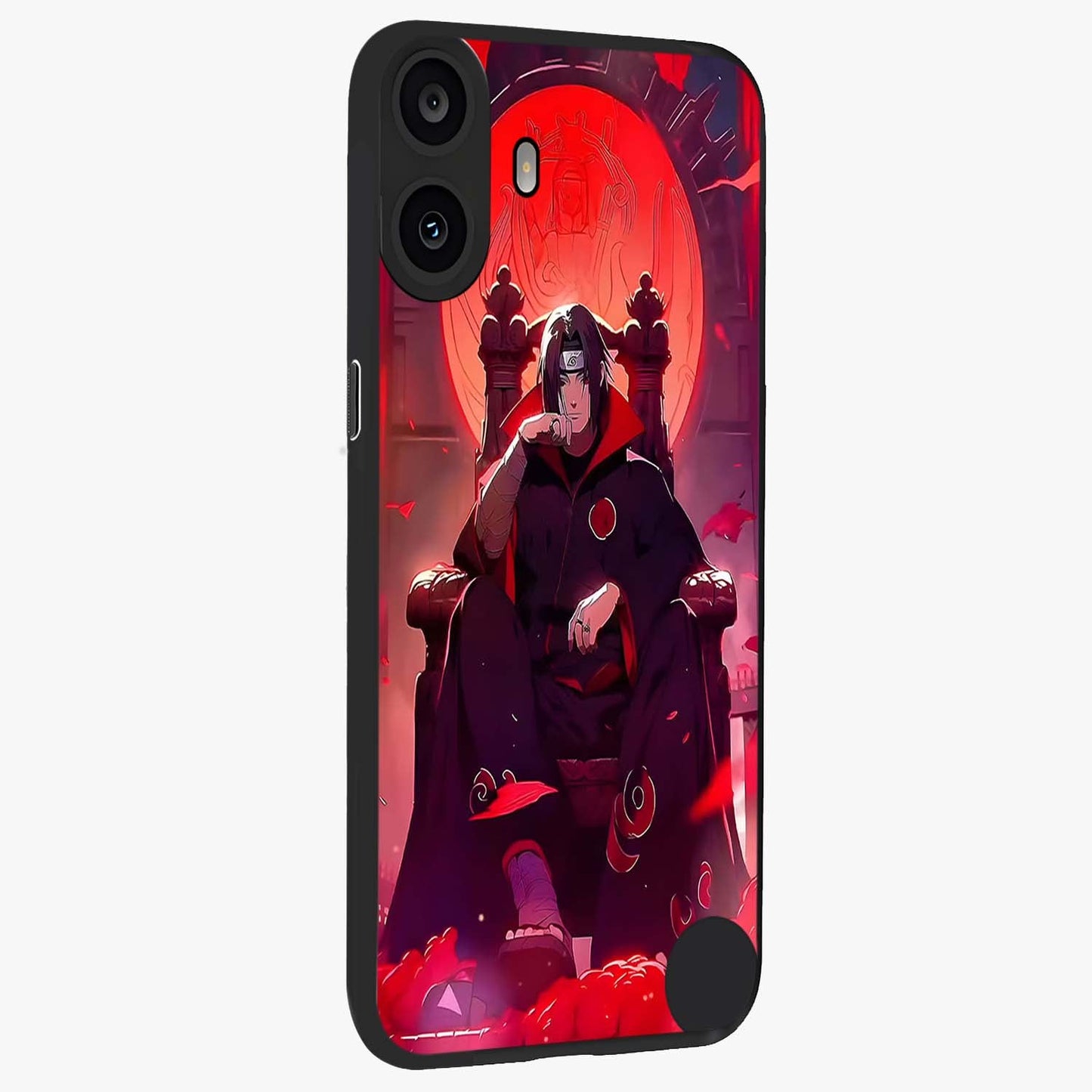 Blood Moon Sovereign Glass Case upright view showcasing powerful moon inspired artwork with cosmic aesthetic style.