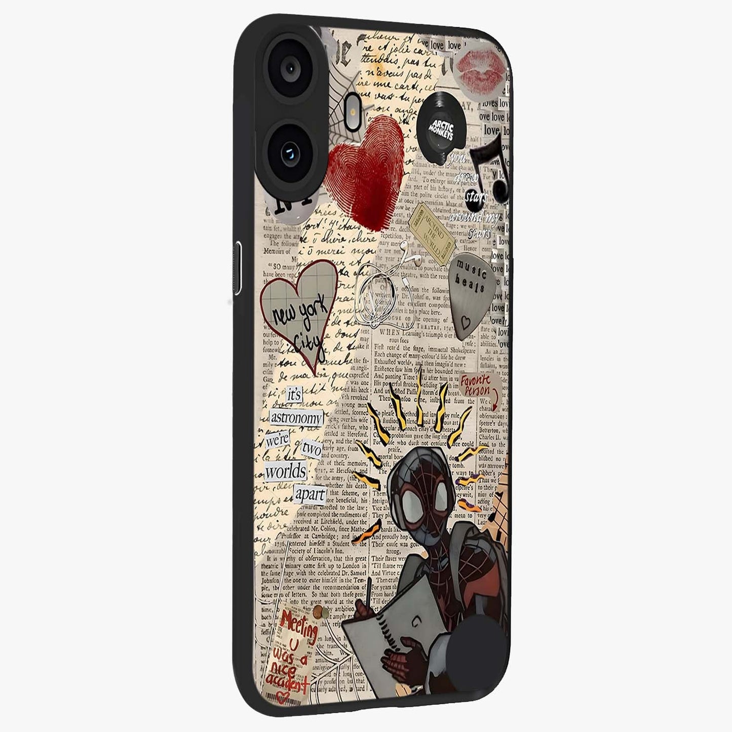 City Dream Sketch Glass Case upright view showcasing urban skyline artwork with stylish hand drawn design.