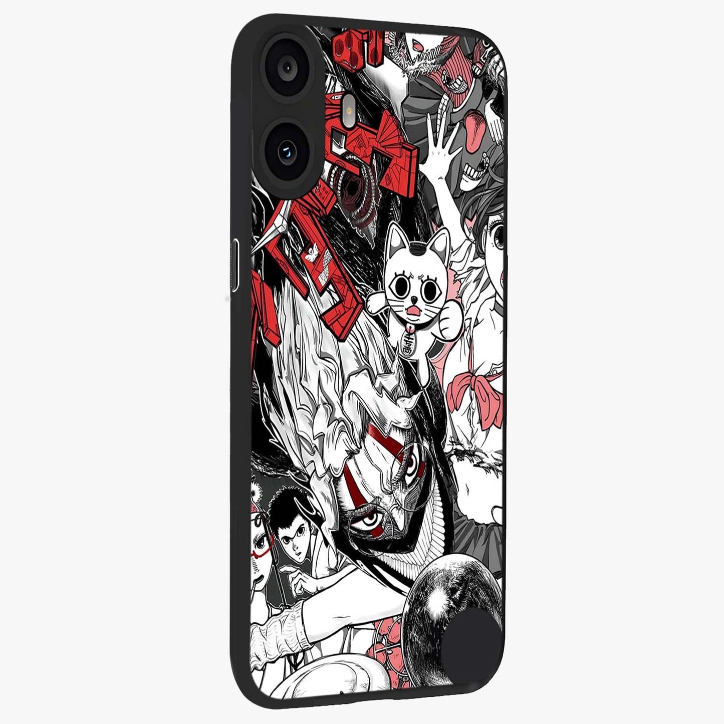 Crimson Chaos Panel Glass Case upright view showcasing intense crimson artwork with dramatic aesthetic style.