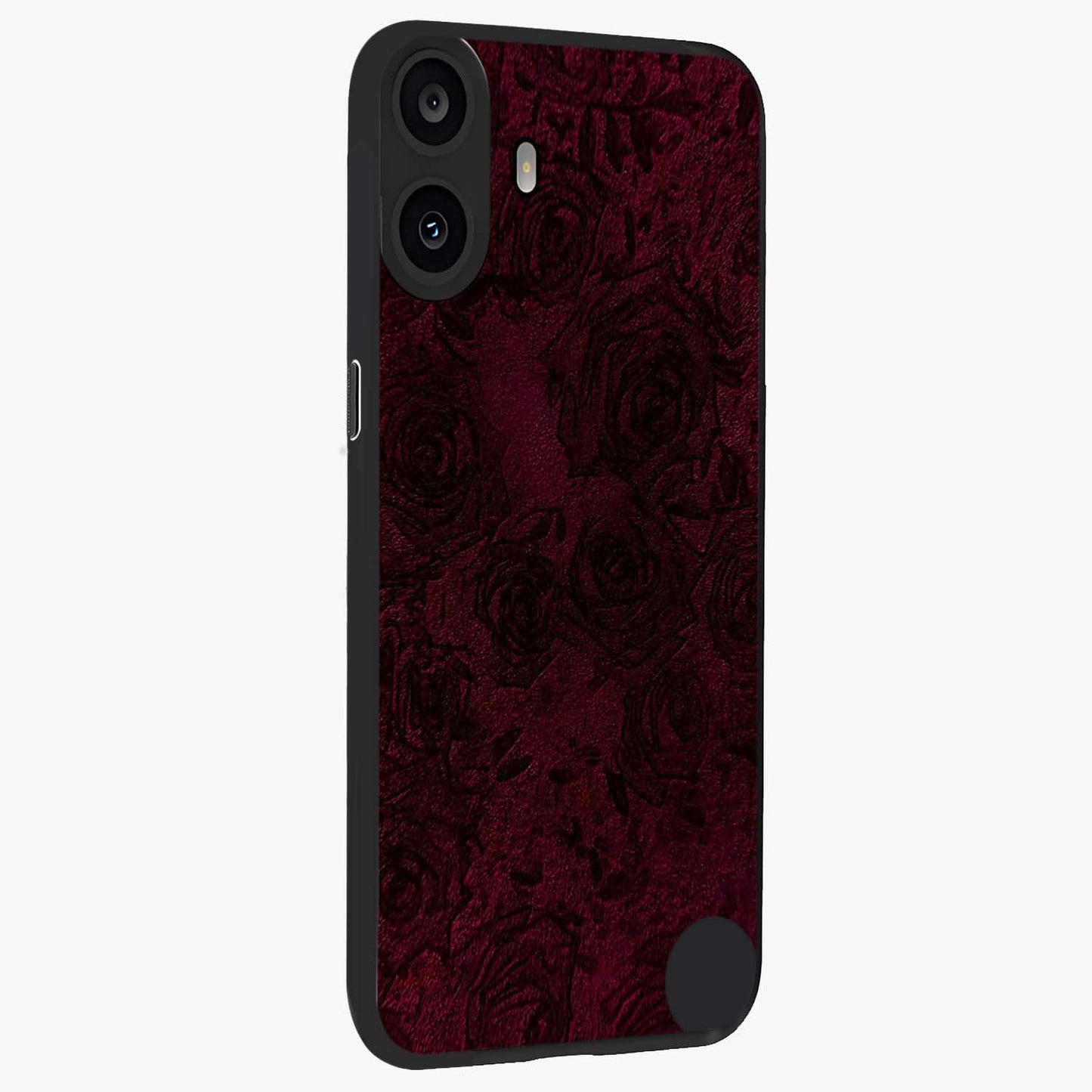 Crimson Fade Flow Glass Case upright view showcasing dynamic crimson flow artwork with stylish abstract theme.