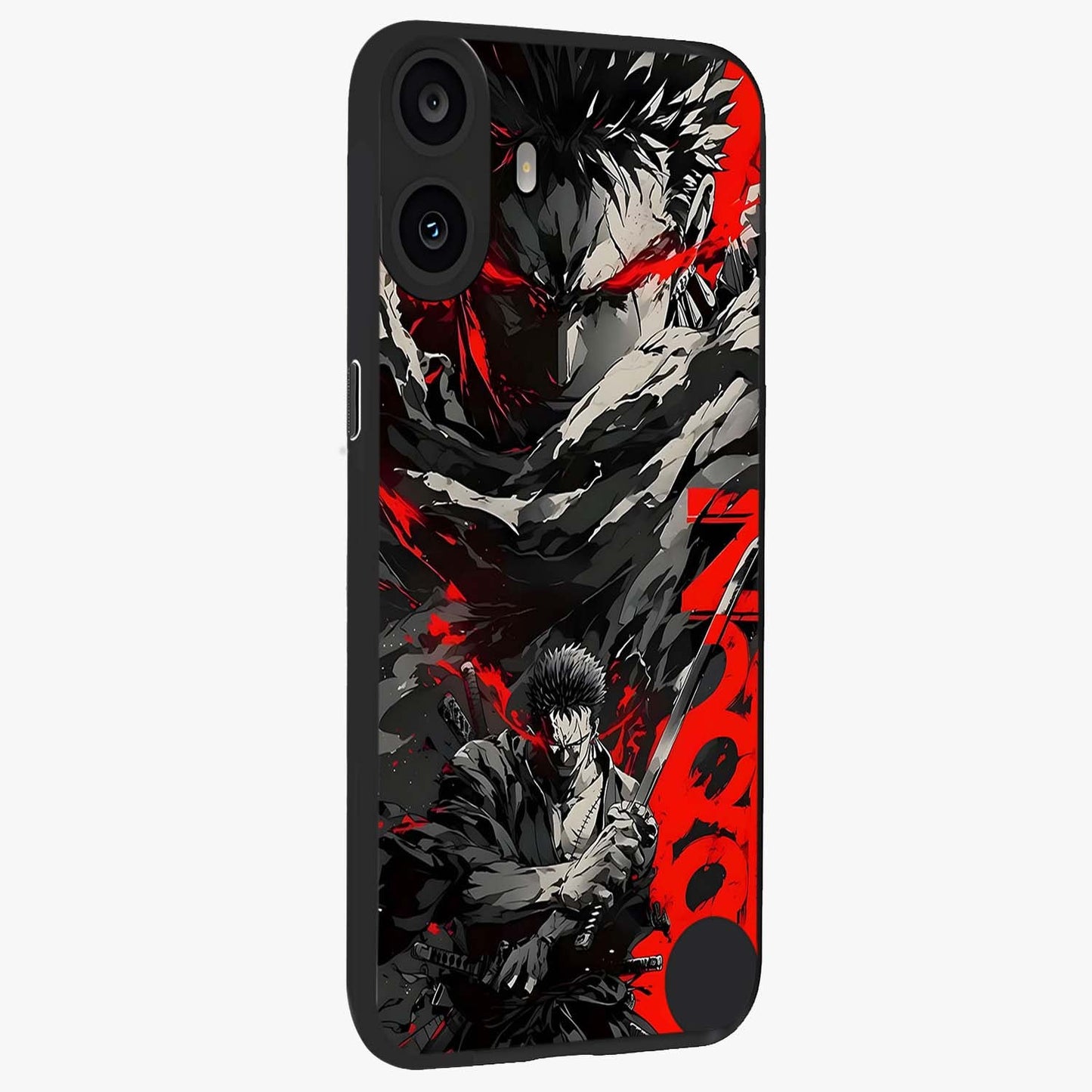 Demon Sword Resolve Glass Case upright view showcasing dramatic warrior artwork with intense battle theme.