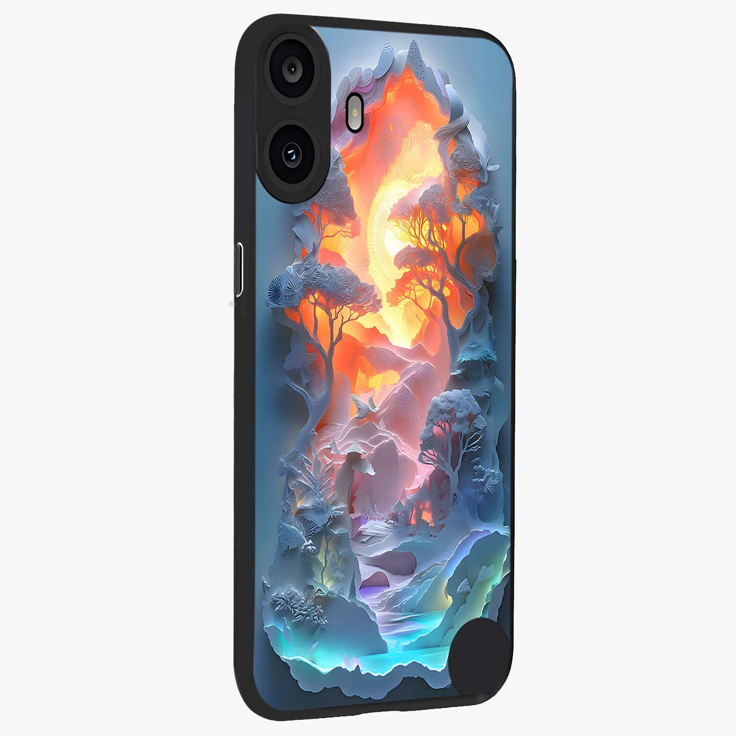 Glow Forest Portal Glass Case upright view showcasing enchanted forest portal artwork with fantasy nature theme.