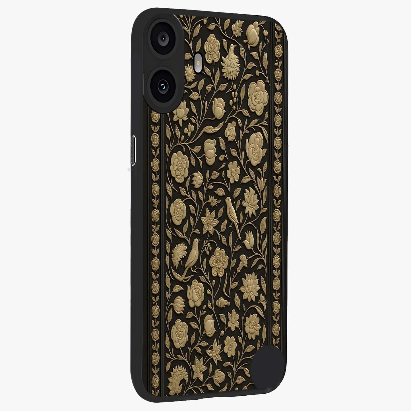 Golden Evil Eye Mandala Glass Case upright view showcasing decorative evil eye mandala artwork with spiritual aesthetic style.