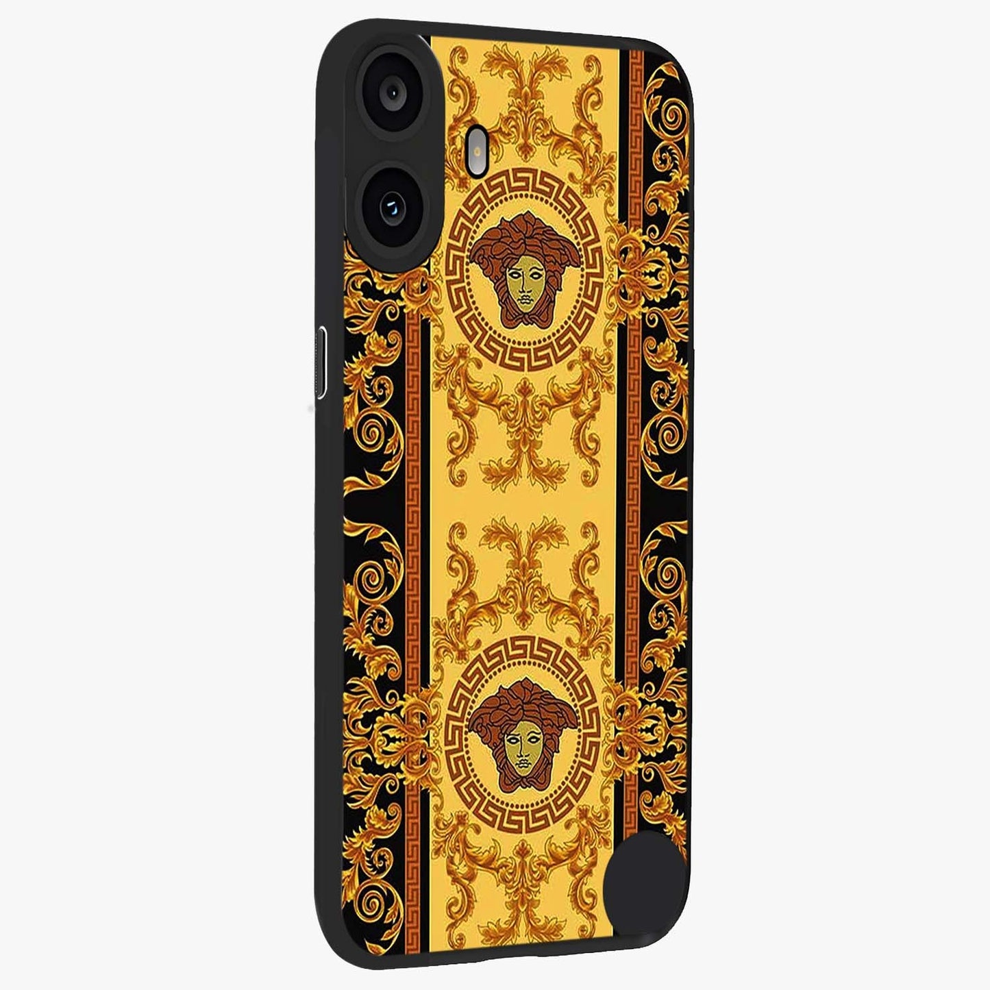 Golden Lotus Glow Glass Case upright view showcasing luminous lotus artwork with peaceful divine theme.