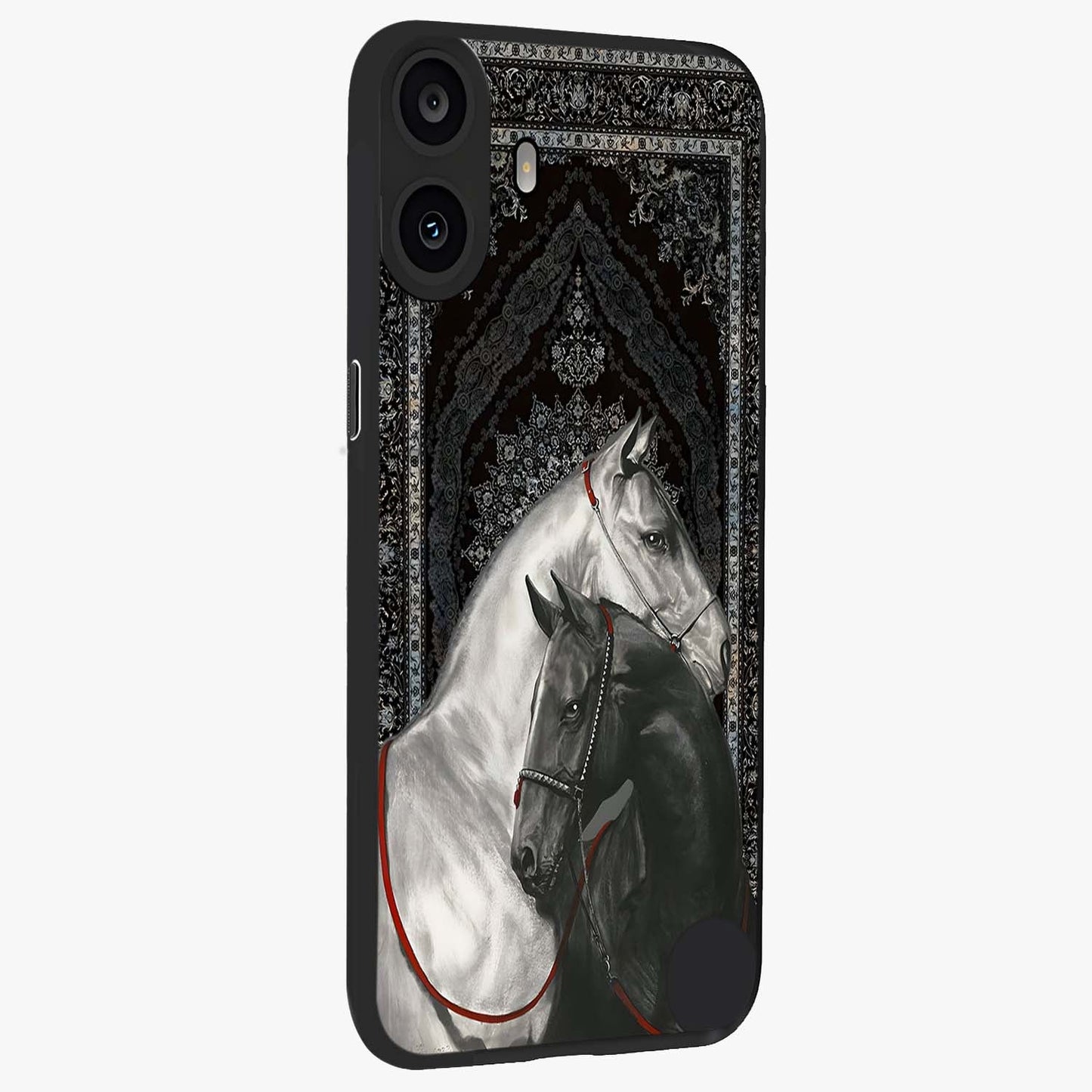 Majestic Ride Legacy Glass Case upright view showcasing dynamic ride inspired artwork with modern automotive theme.