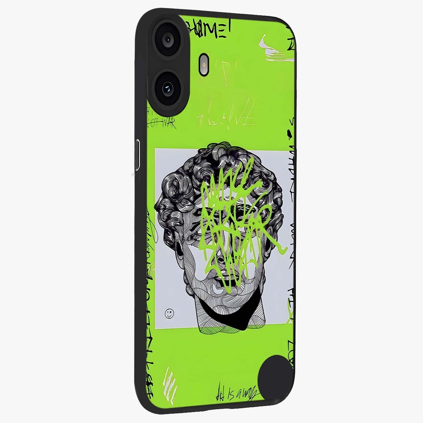 Neo Graffiti Rebellion Glass Case upright view showcasing colorful graffiti artwork with bold modern street style.