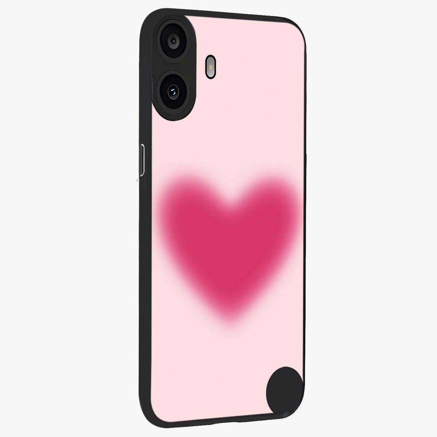 Pink Aura Heart Glass Case upright view showcasing romantic heart artwork with soft pastel theme.