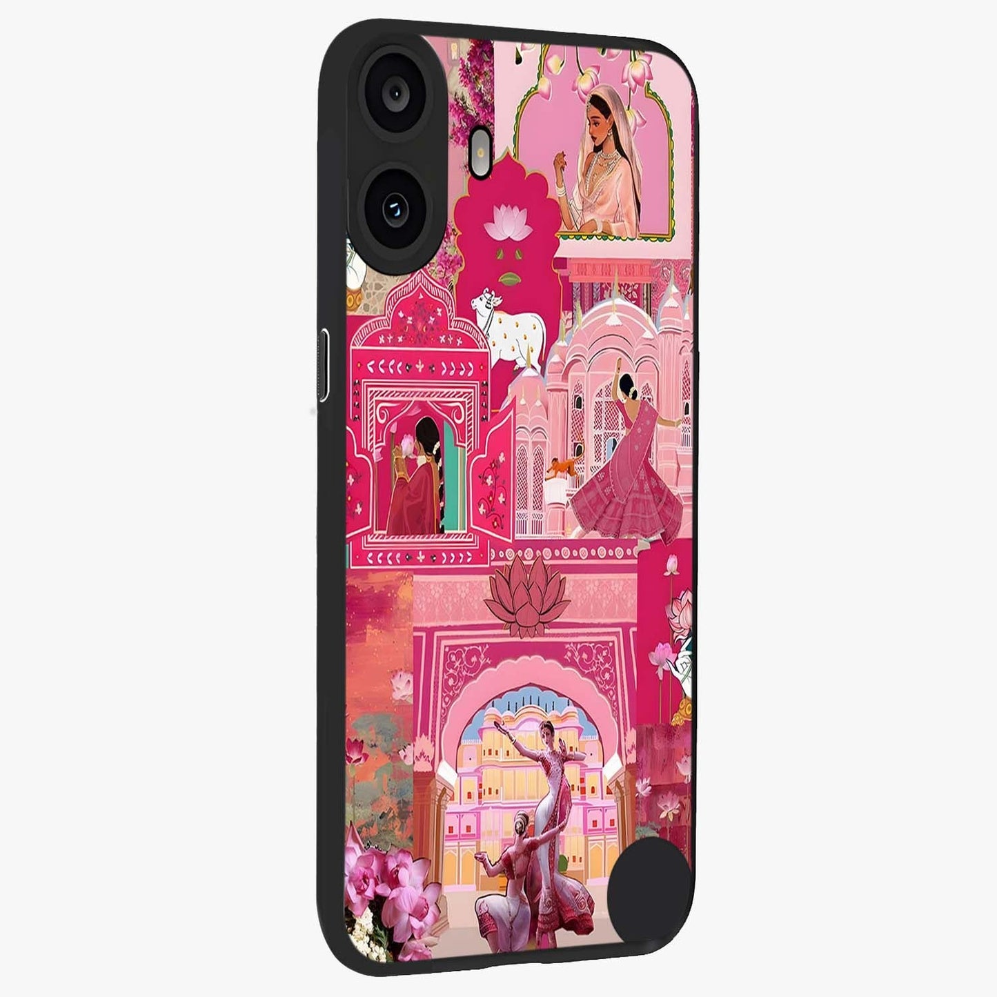 Pink Palace Muse Glass Case upright view showcasing artistic palace artwork with graceful royal theme.
