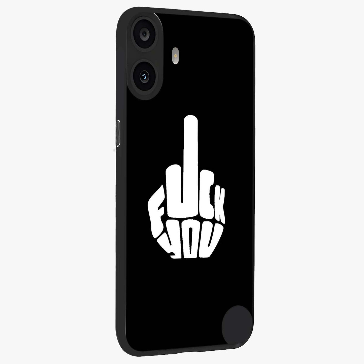 Rebel Mode On Glass Case upright view showcasing striking statement artwork with bold rebellious theme.
