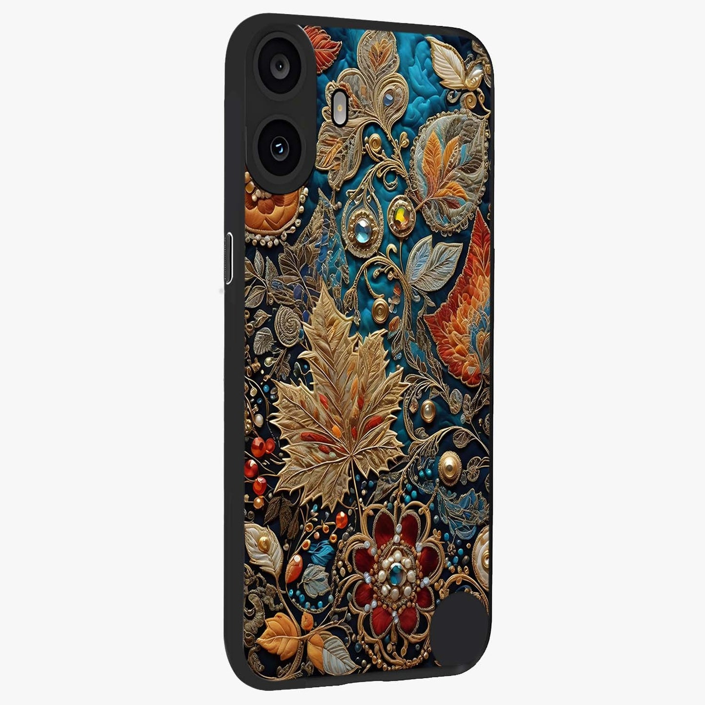 Royal Jewel Garden Glass Case upright view showcasing rich floral artwork with luxurious garden theme.