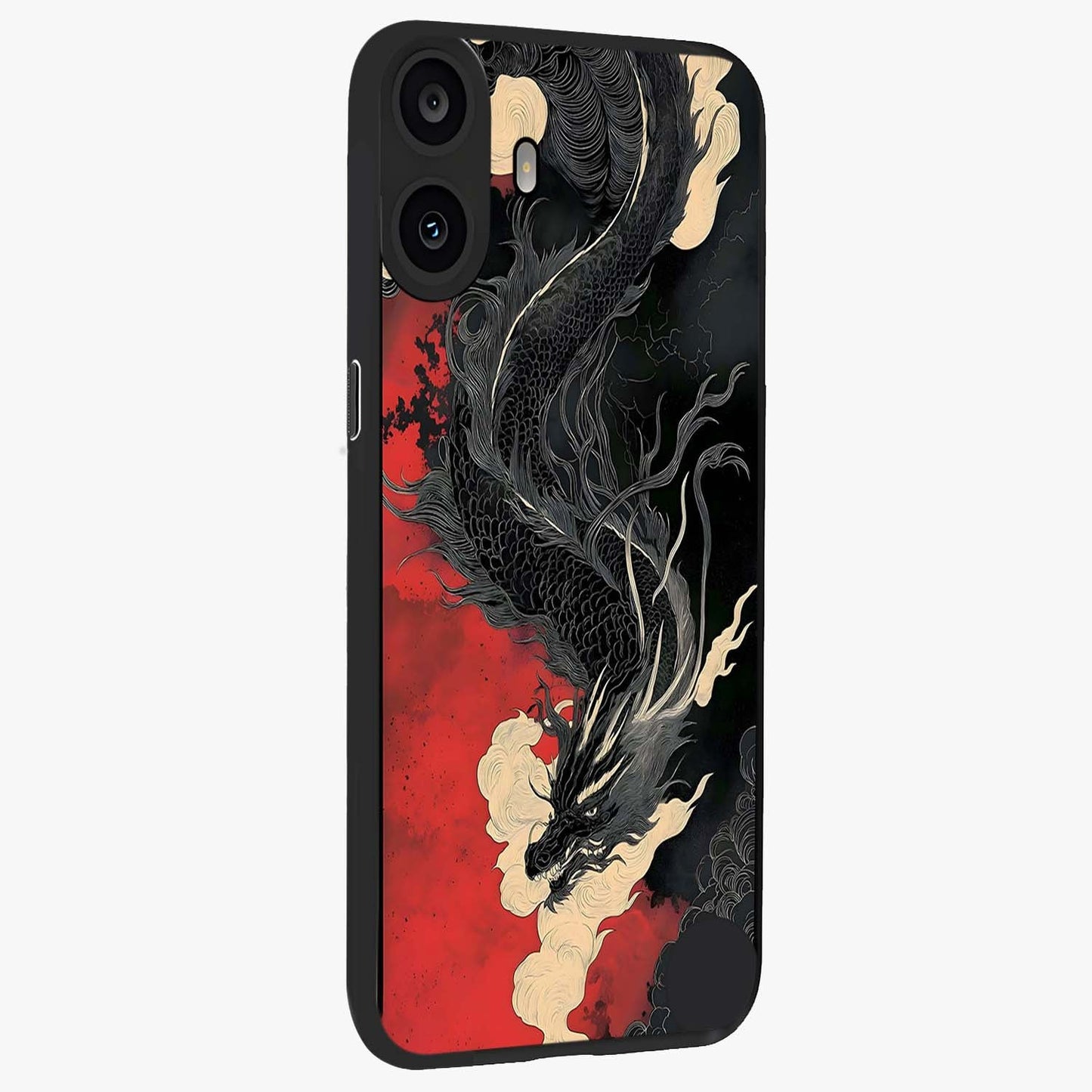 Shadow Dragon Fury Glass Case upright view showcasing intense dragon artwork with dramatic shadow theme.