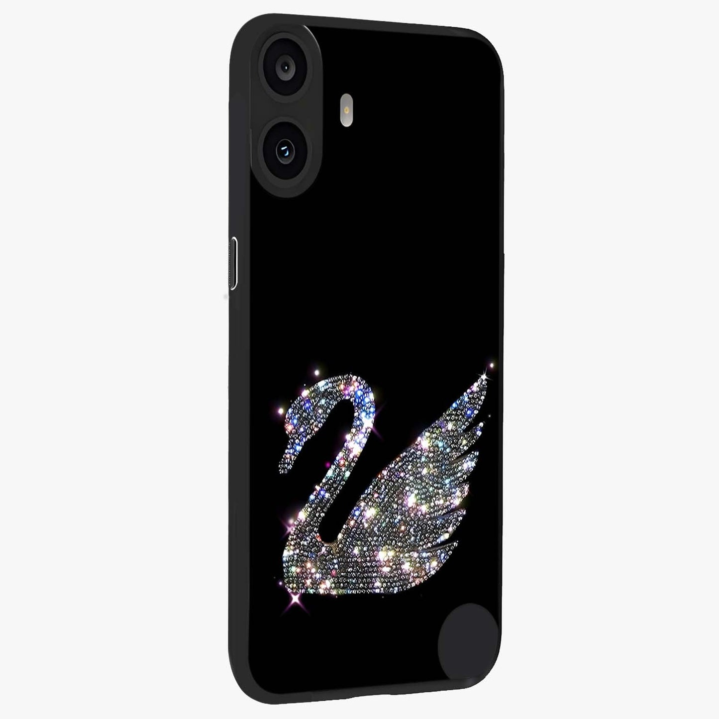 Starlit Swan Grace Glass Case upright view showcasing beautiful swan artwork with peaceful night themed design.