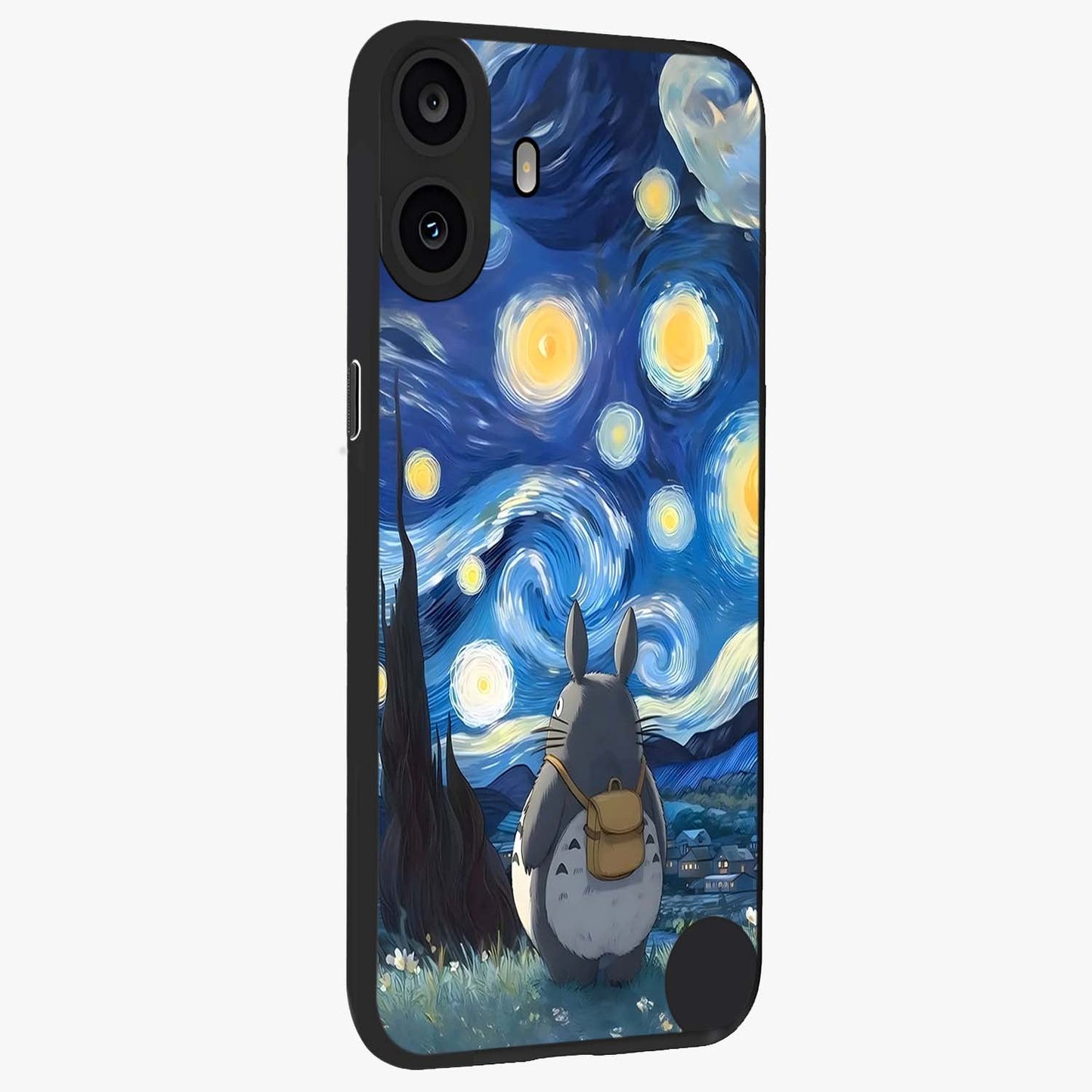 Totoro In Van Gogh Art Glass Case upright view showcasing creative character artwork with painterly artistic theme.