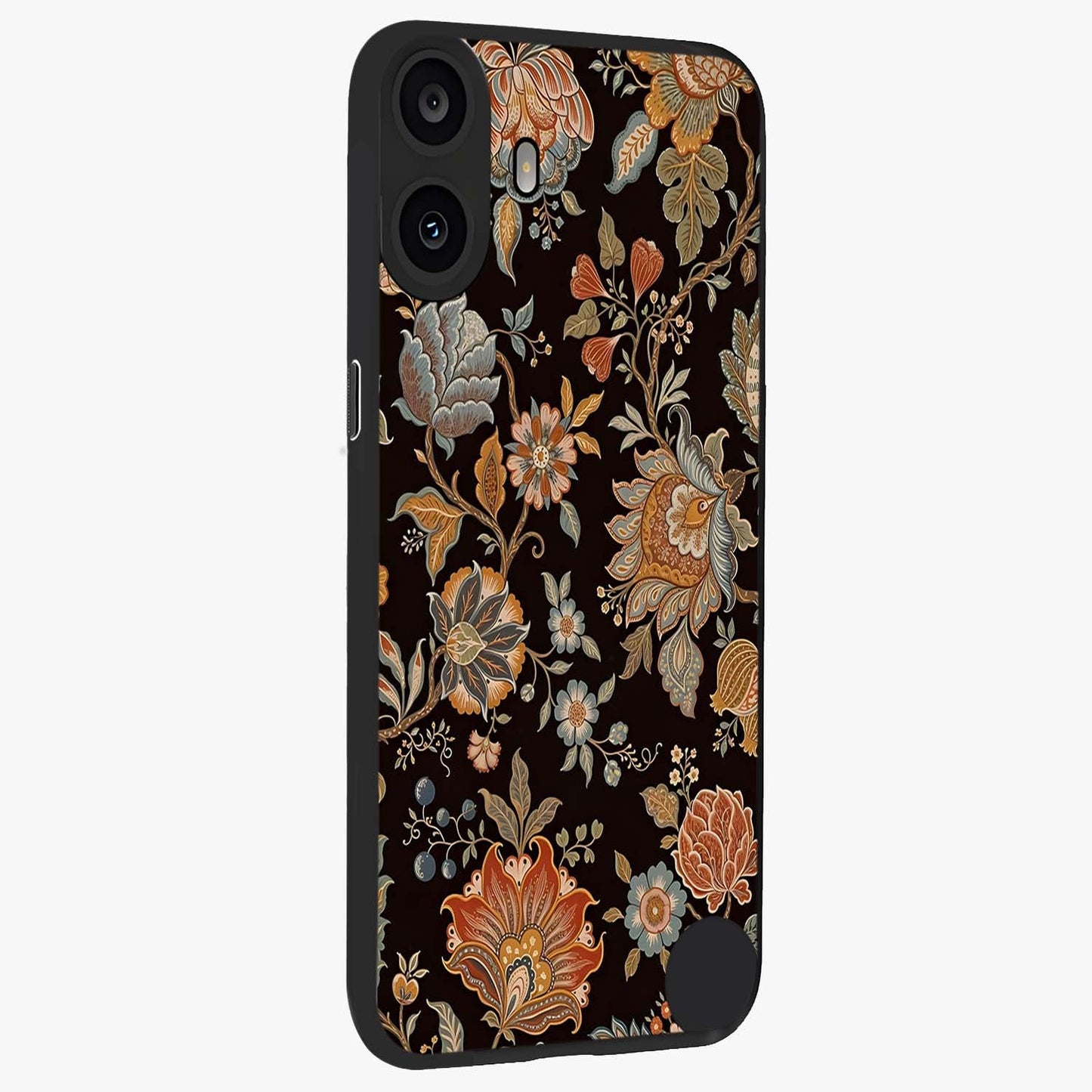 Vintage Floral Dream Glass Case upright view showcasing delicate floral artwork with timeless vintage theme.