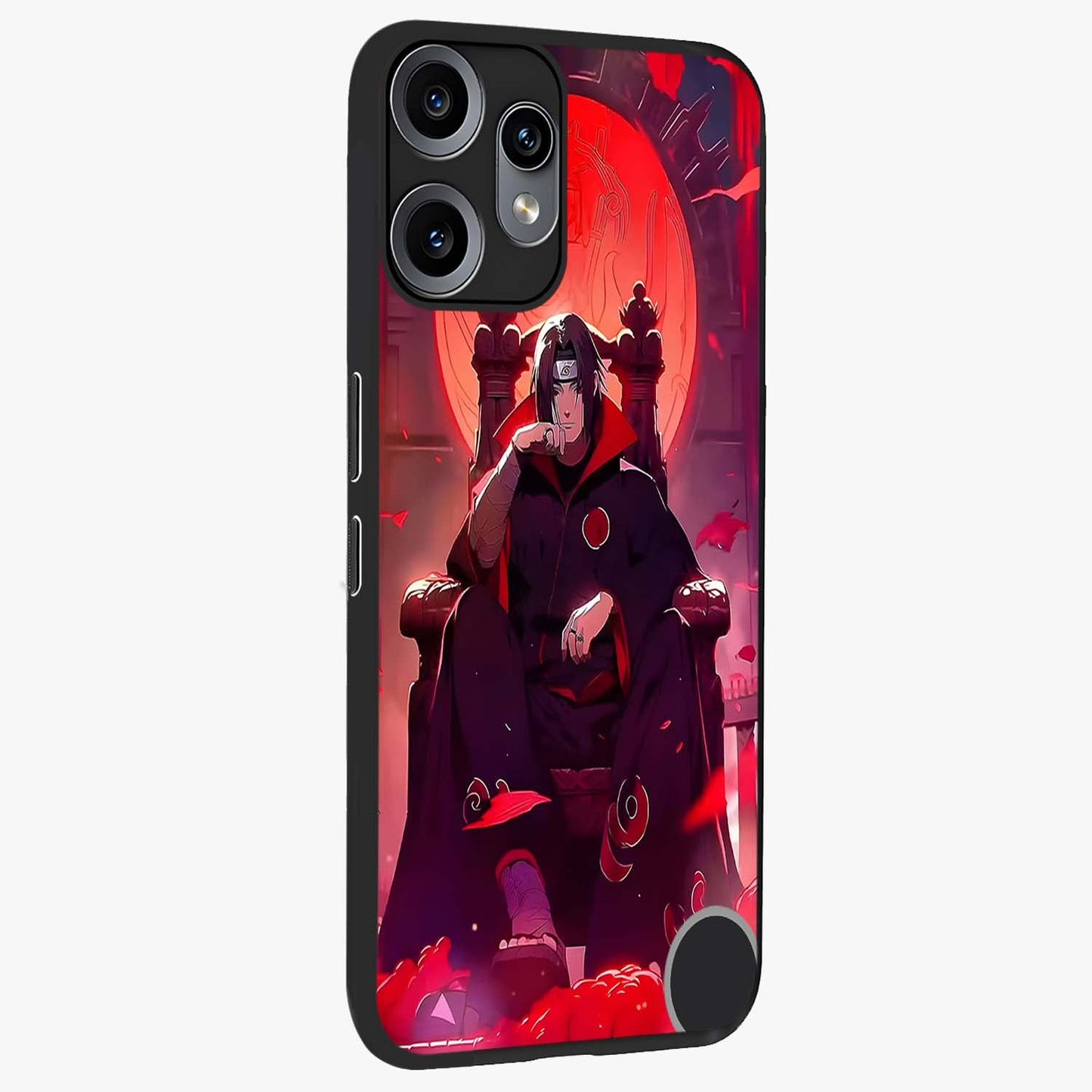 Blood Moon Sovereign Glass Case upright view showcasing powerful moon inspired artwork with cosmic aesthetic style.