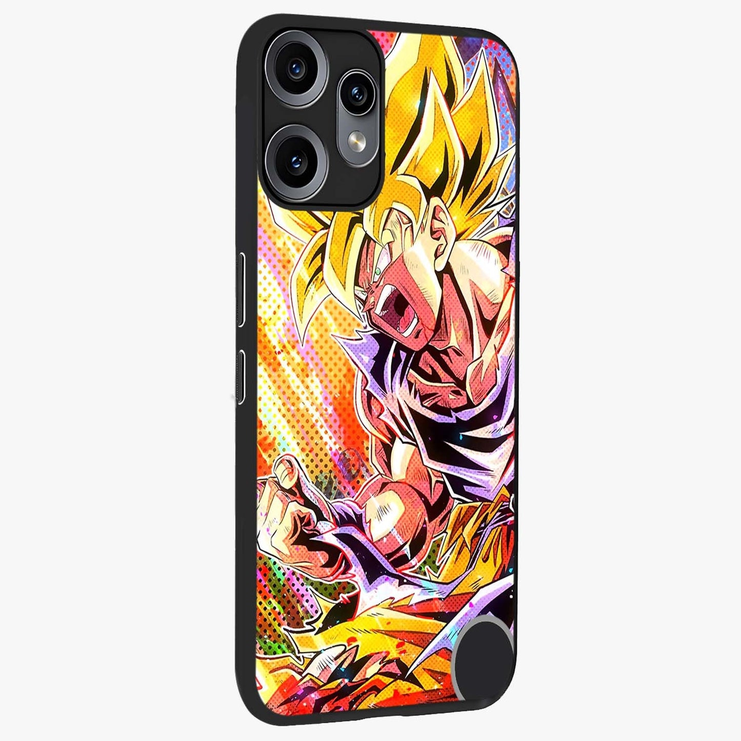Firing Goku Glass Case upright view showcasing energetic anime artwork with bold warrior theme.