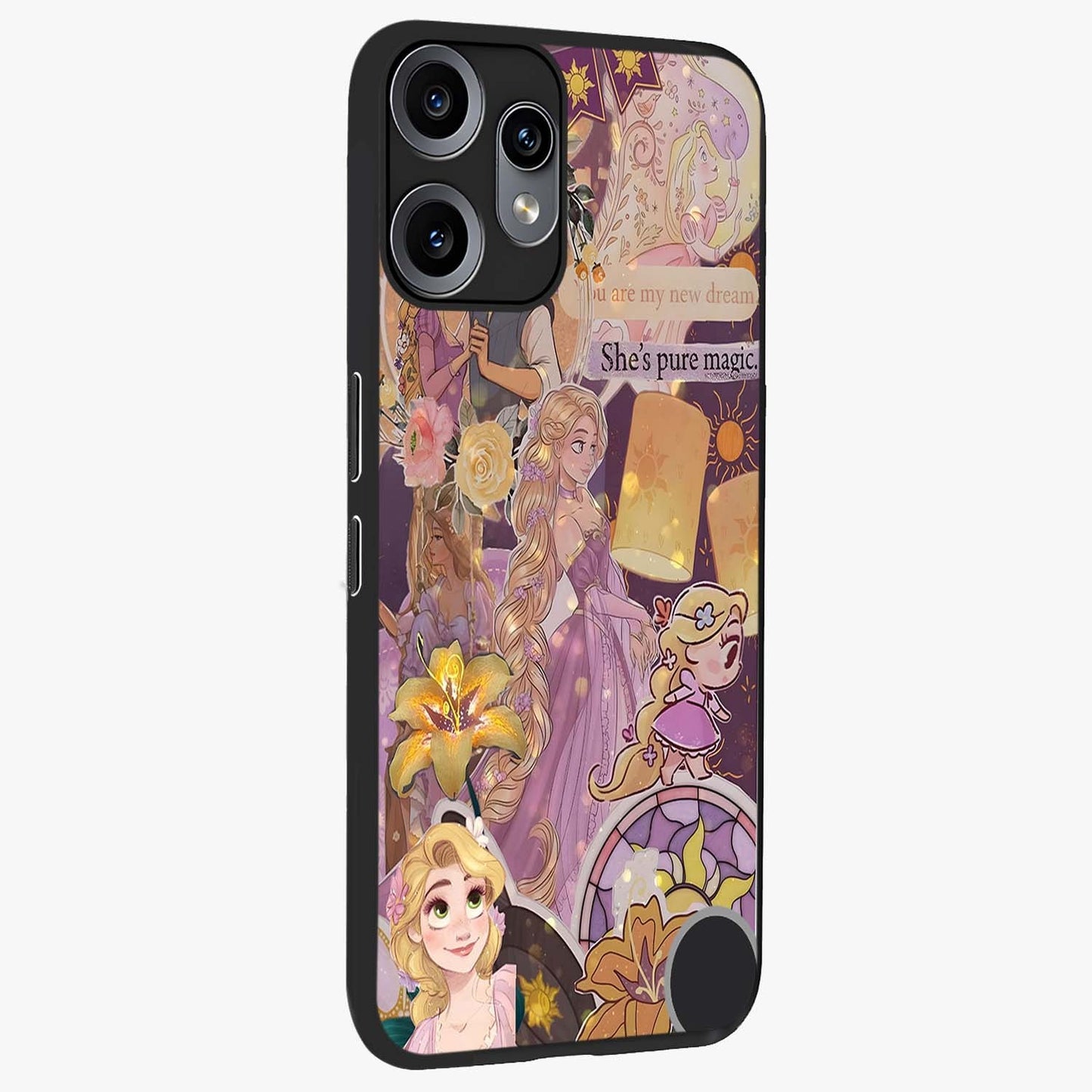 Magical Tangled Dream Glass Case upright view showcasing enchanting artistic artwork with dreamy fantasy theme.