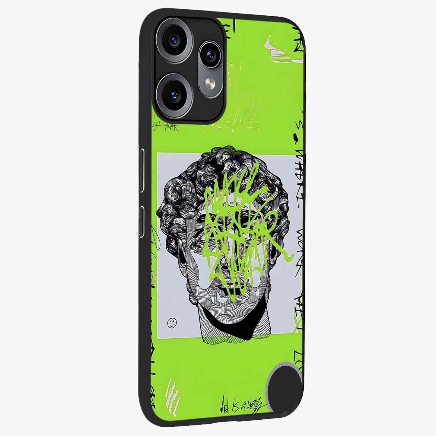 Neo Graffiti Rebellion Glass Case upright view showcasing colorful graffiti artwork with bold modern street style.