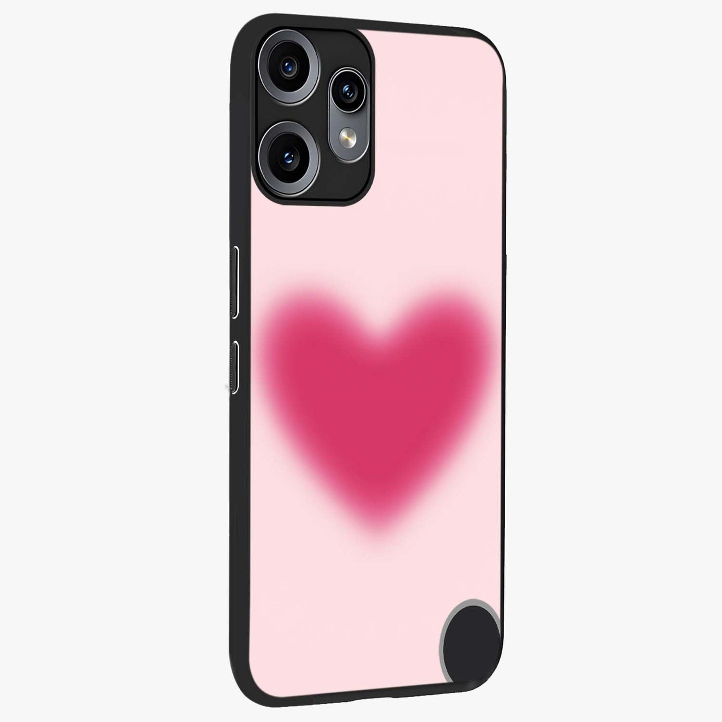 Pink Aura Heart Glass Case upright view showcasing romantic heart artwork with soft pastel theme.