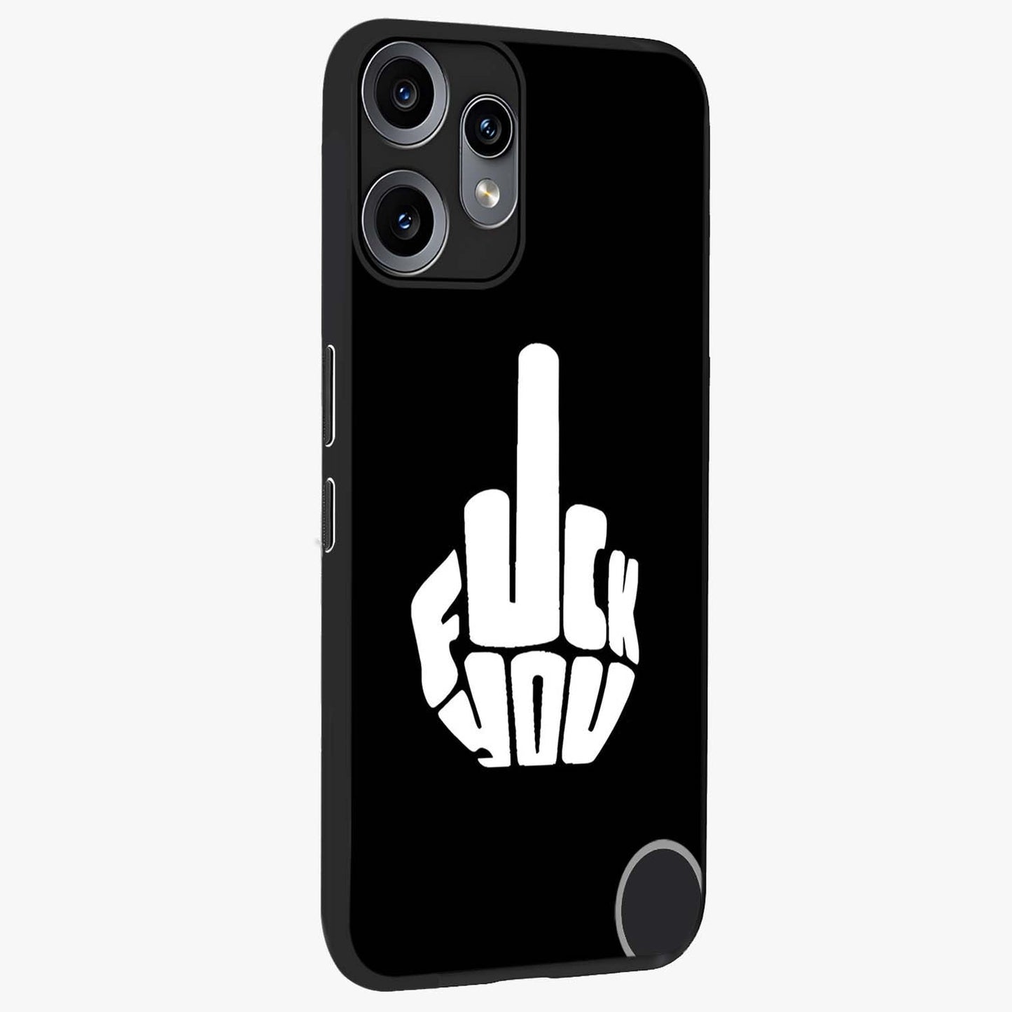 Rebel Mode On Glass Case upright view showcasing striking statement artwork with bold rebellious theme.