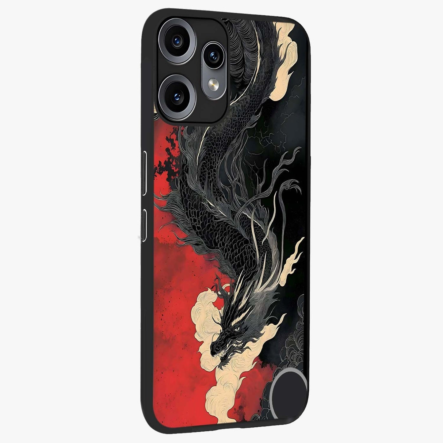 Shadow Dragon Fury Glass Case upright view showcasing intense dragon artwork with dramatic shadow theme.