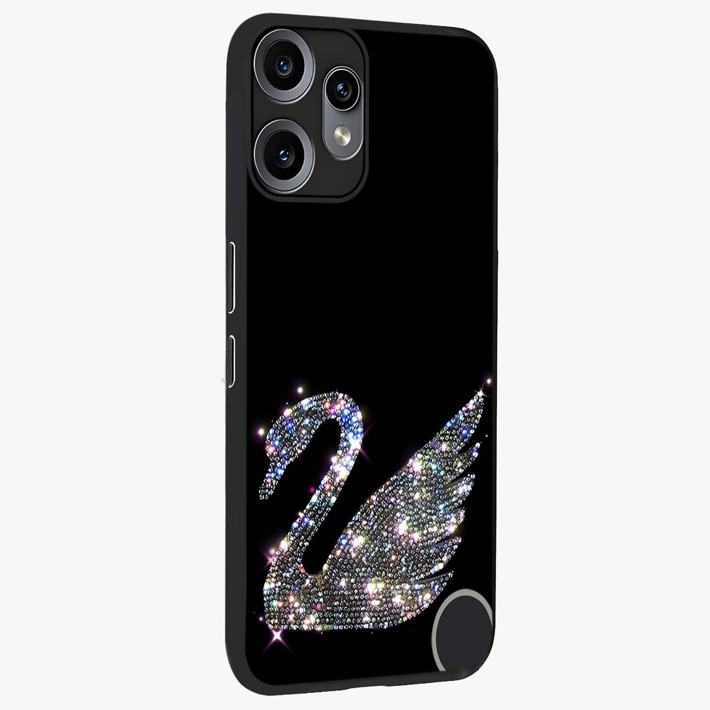 Starlit Swan Grace Glass Case upright view showcasing beautiful swan artwork with peaceful night themed design.