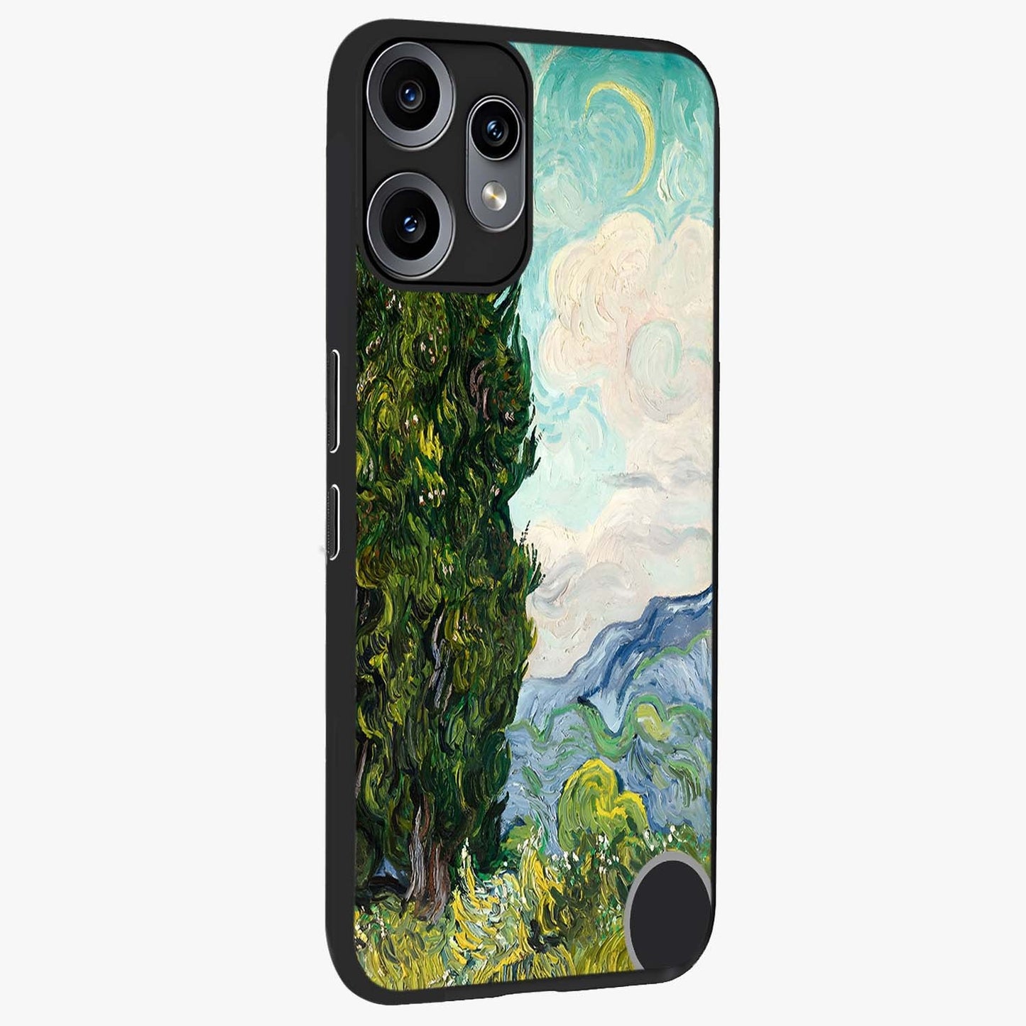 Van Gogh Vintage Art Glass Case upright view showcasing elegant vintage painting artwork with artistic heritage theme.