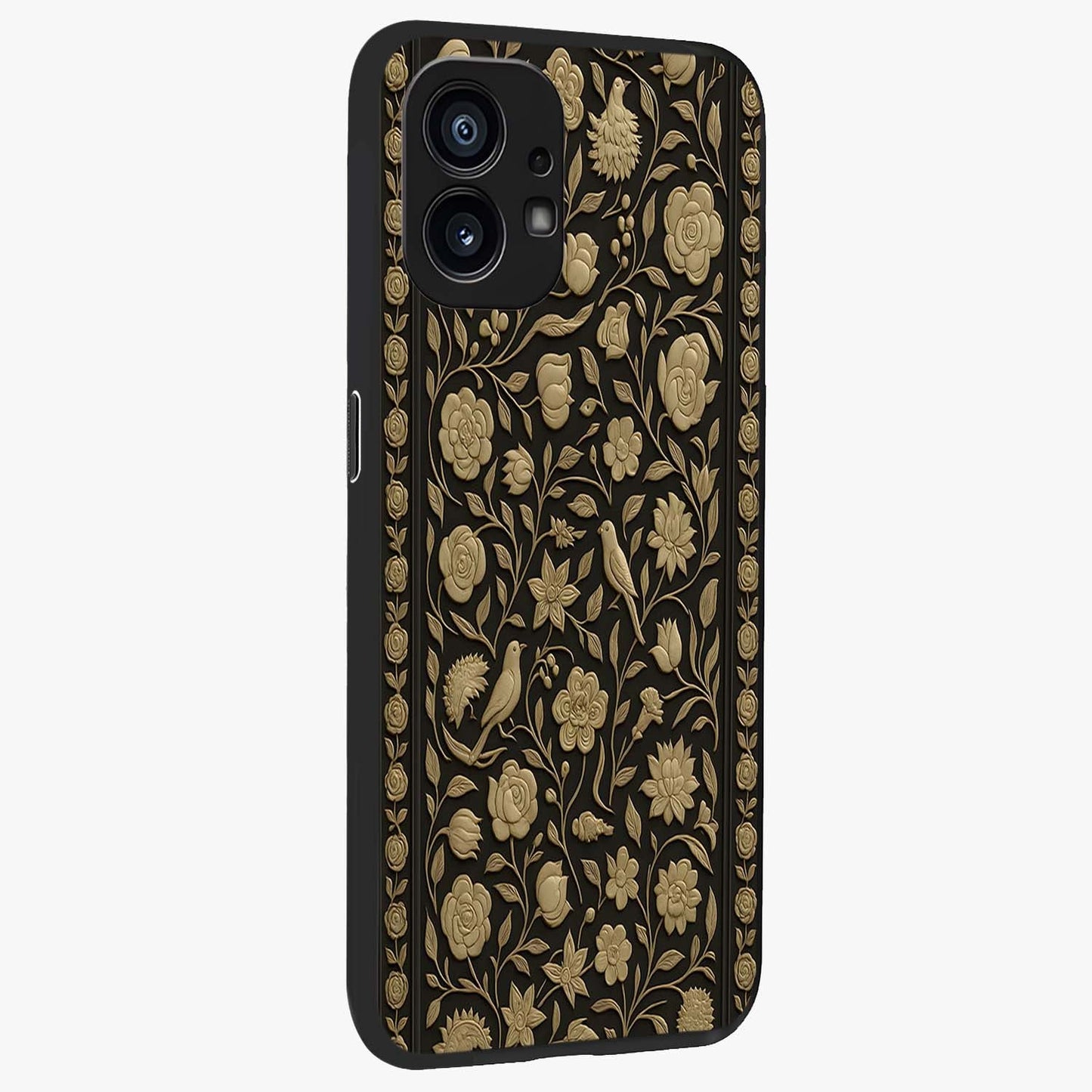 Golden Evil Eye Mandala Glass Case upright view showcasing decorative evil eye mandala artwork with spiritual aesthetic style.