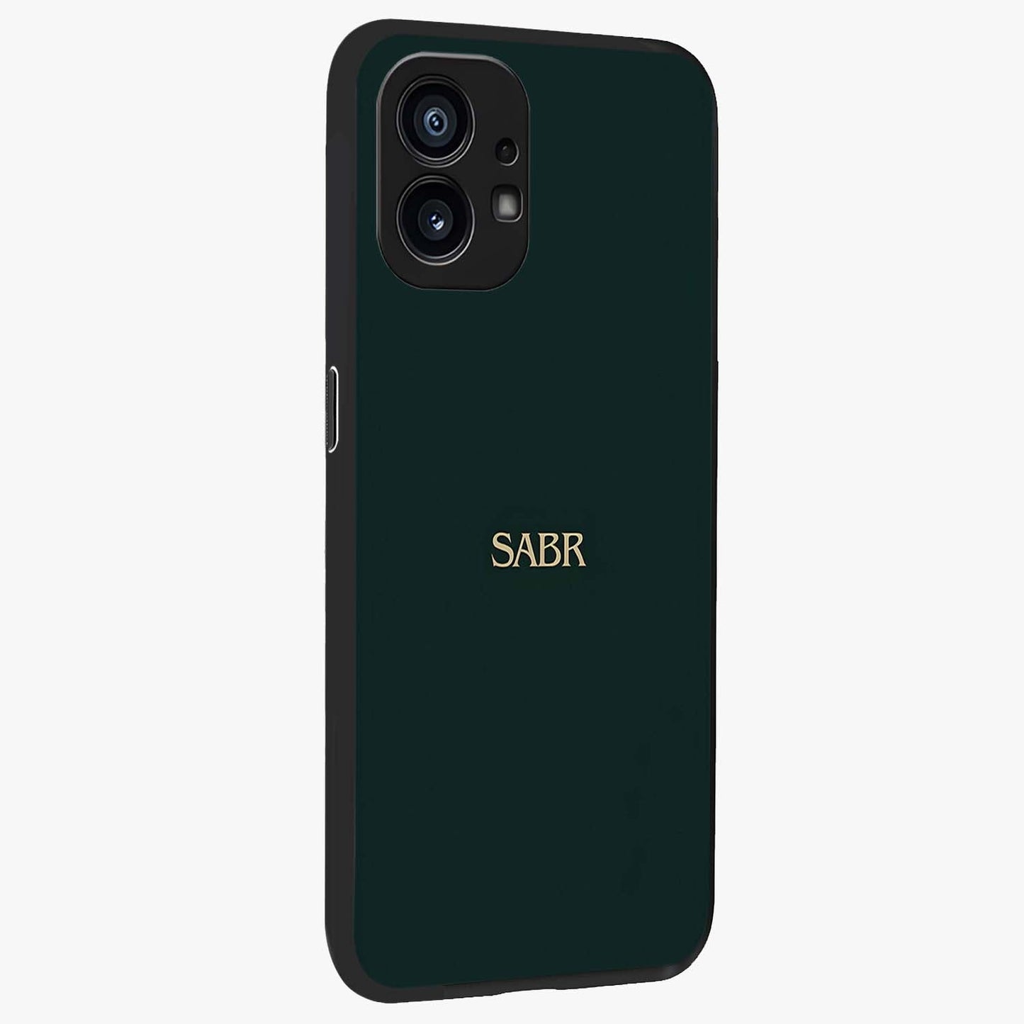 Sabr Minimal Patience Glass Case upright view showcasing calm minimalist artwork with motivational patience theme.