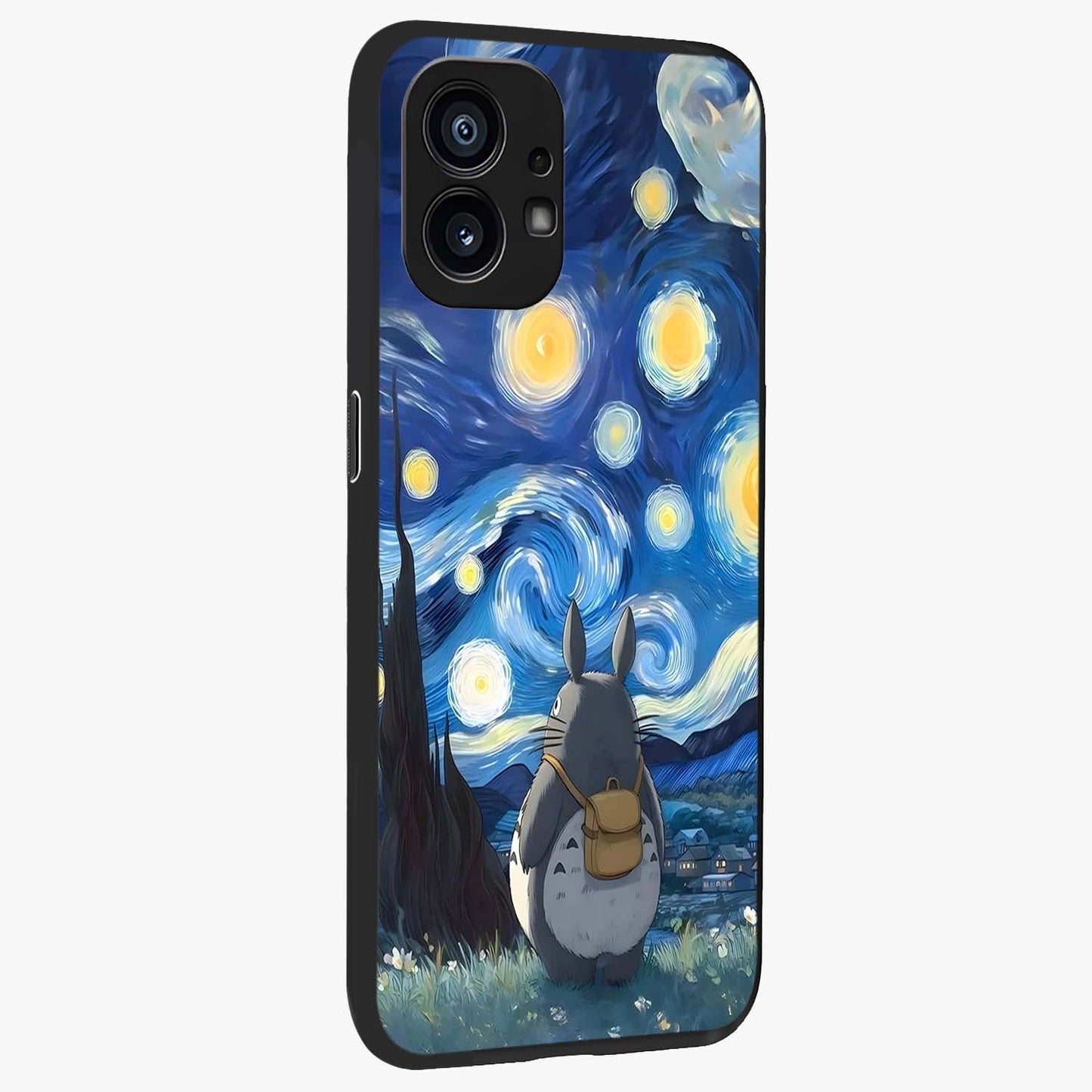 Totoro In Van Gogh Art Glass Case upright view showcasing creative character artwork with painterly artistic theme.