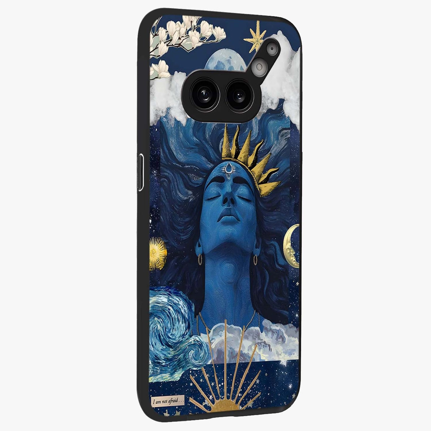 Aesthetic Lord Shiva Glass Case upright view showcasing powerful Lord Shiva artwork with devotional theme.