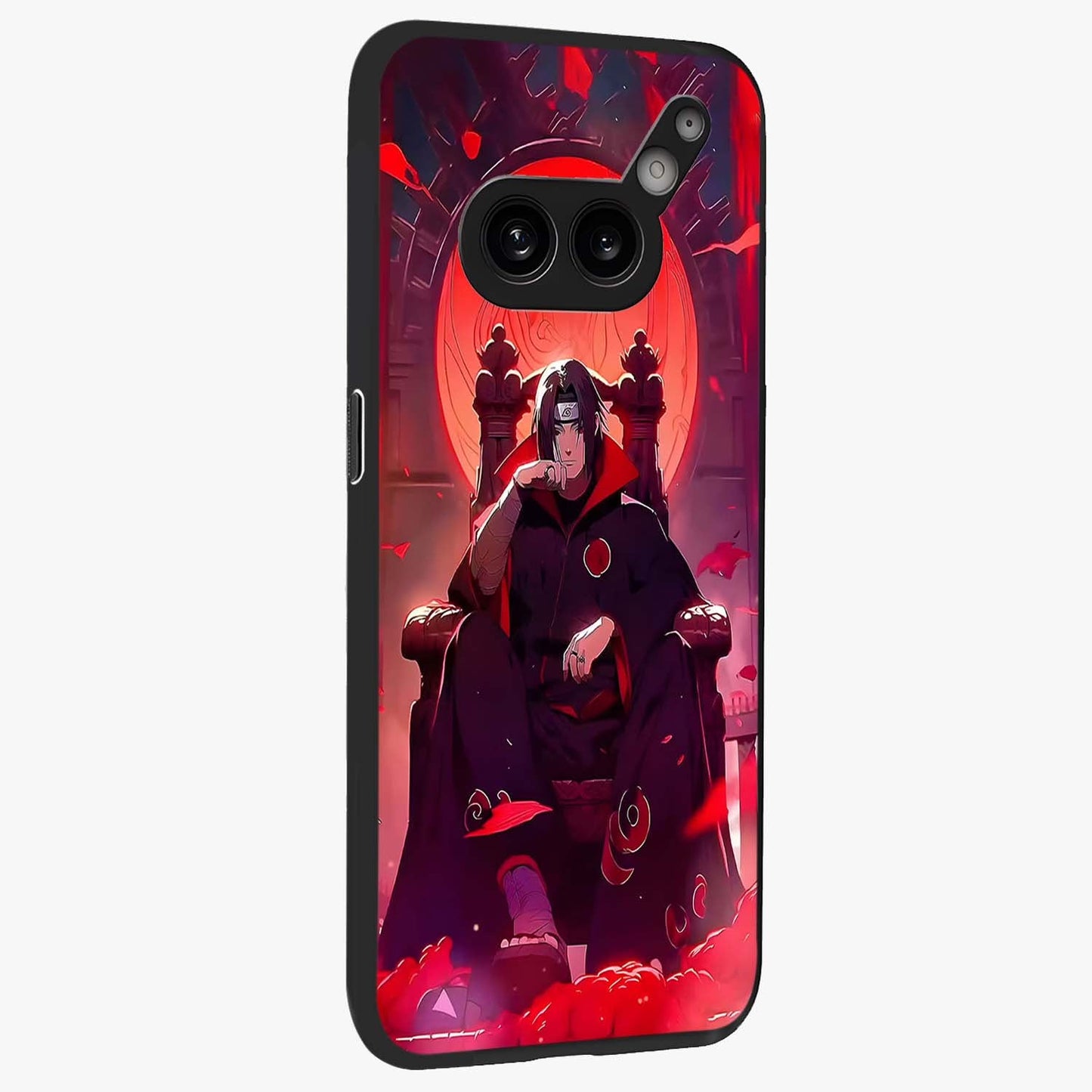 Blood Moon Sovereign Glass Case upright view showcasing powerful moon inspired artwork with cosmic aesthetic style.