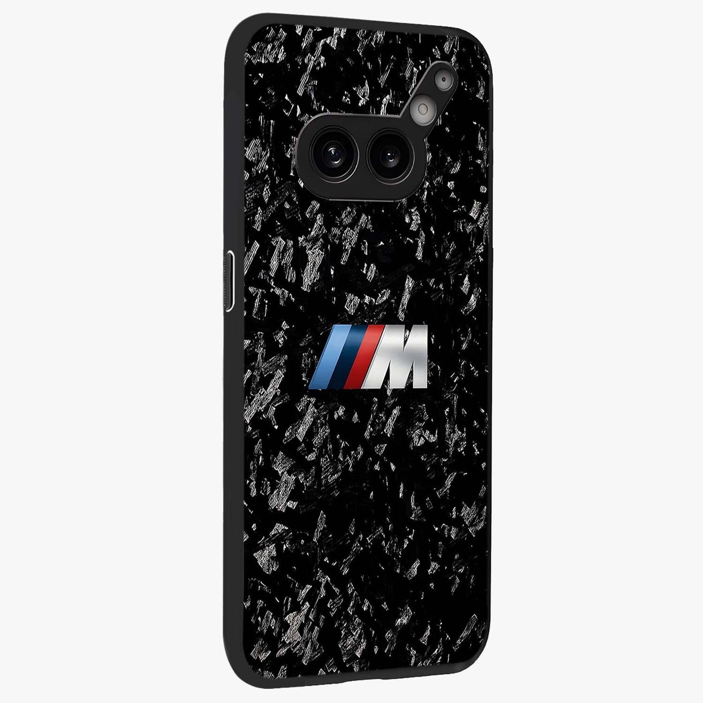 Carbon Speed Mark Glass Case upright view showcasing modern carbon speed graphic with bold automotive theme.
