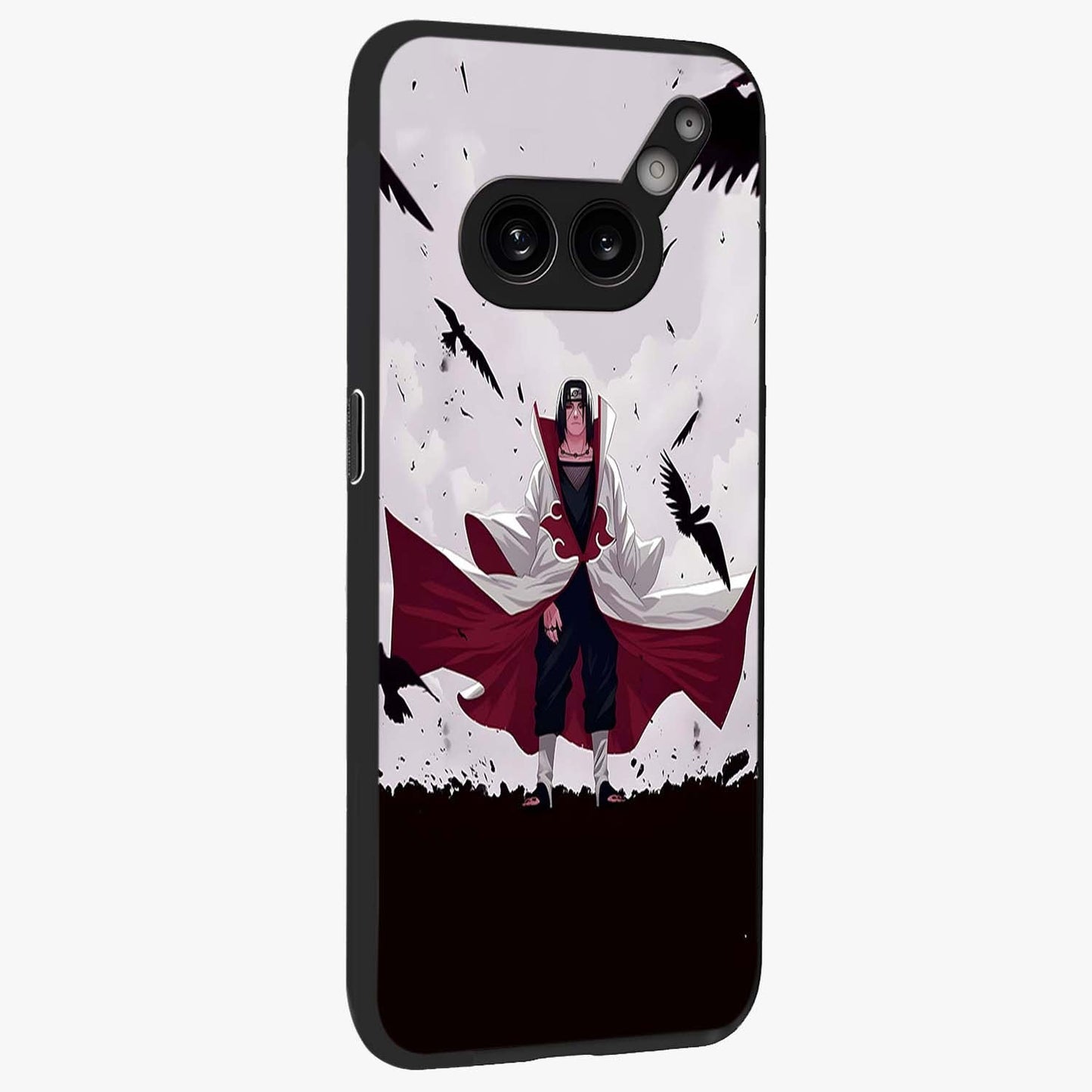 Crimson Crow Ascension Glass Case upright view showcasing dramatic crow artwork with bold gothic theme.
