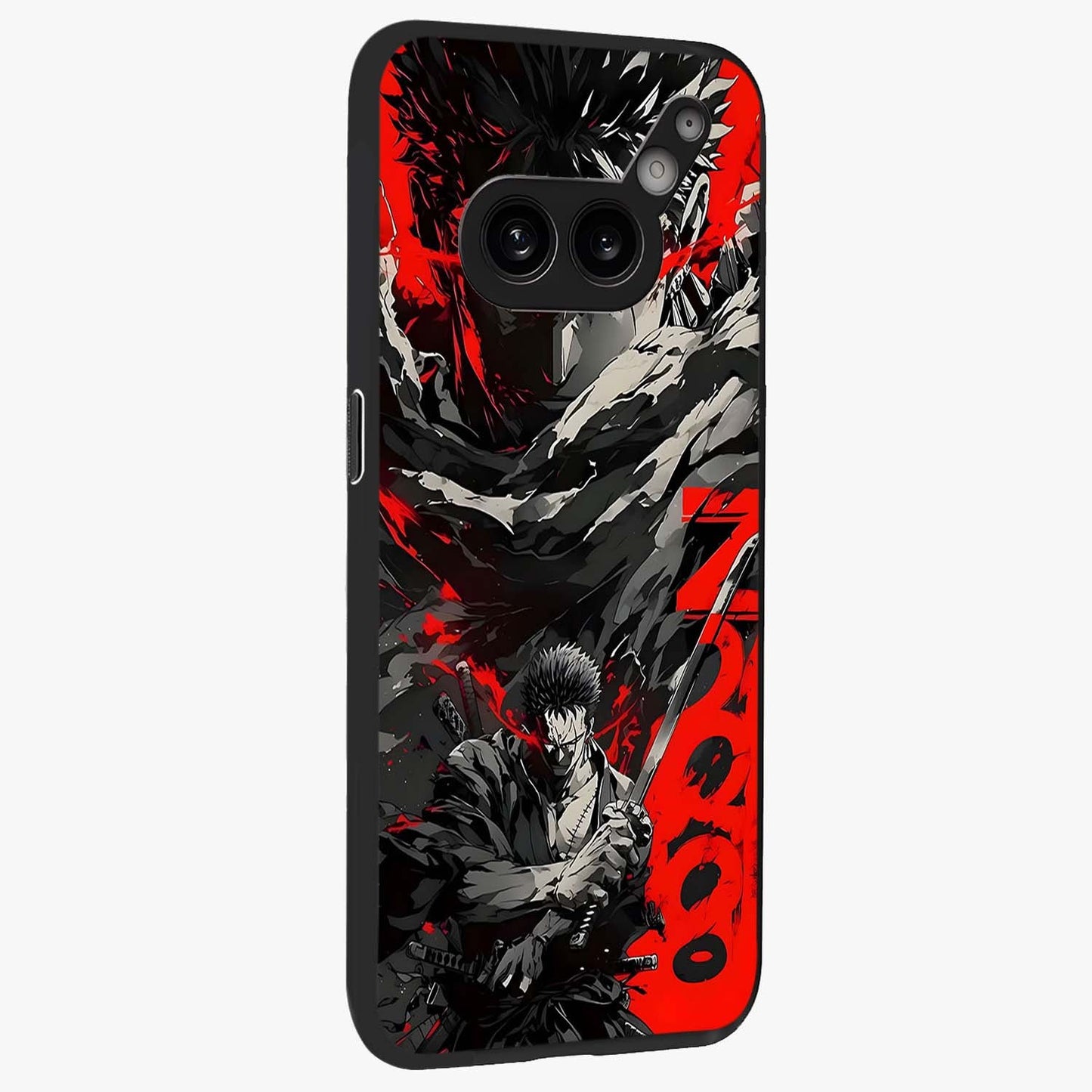 Demon Sword Resolve Glass Case upright view showcasing dramatic warrior artwork with intense battle theme.