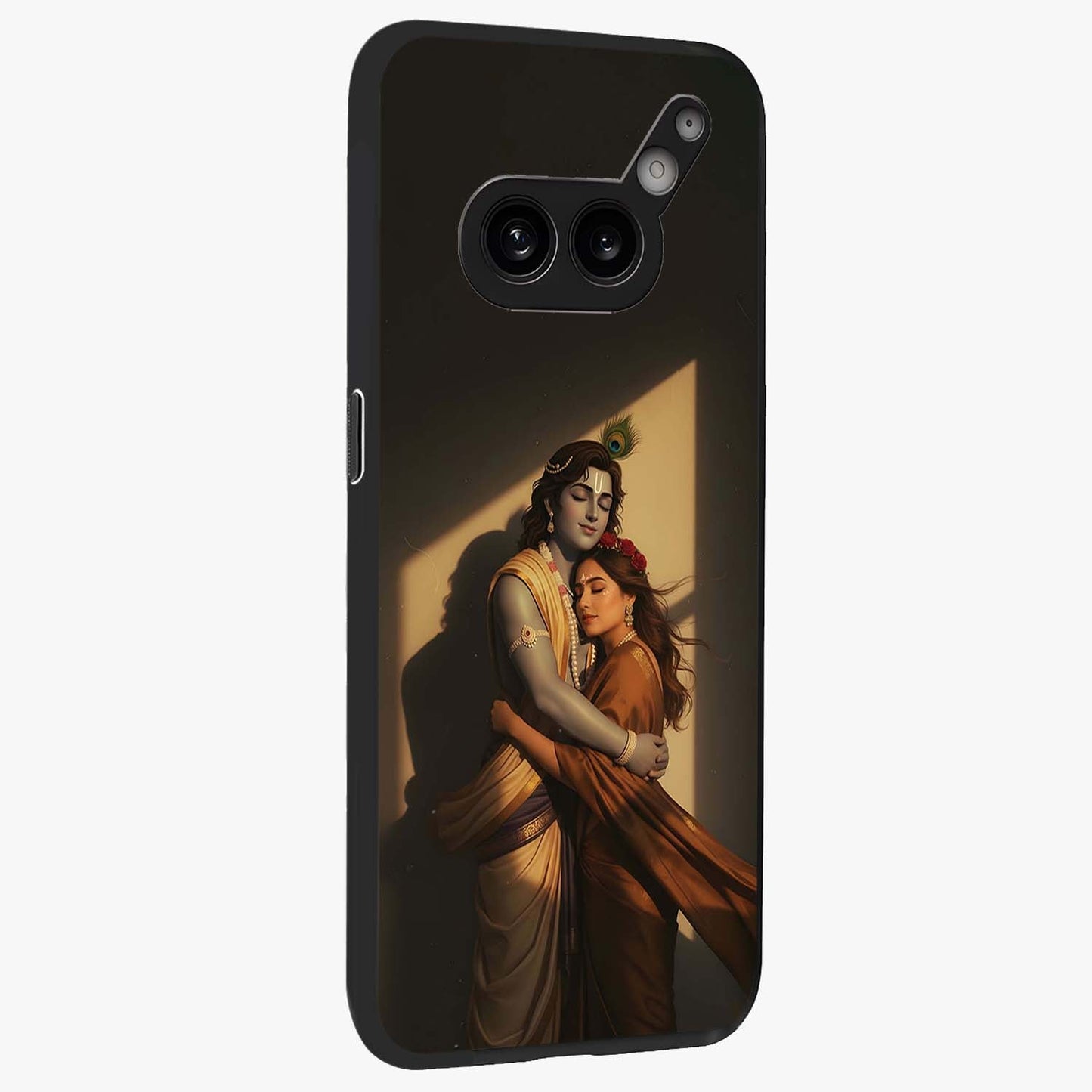 Divine Eternal Love Glass Case upright view showcasing graceful spiritual artwork with eternal love theme.