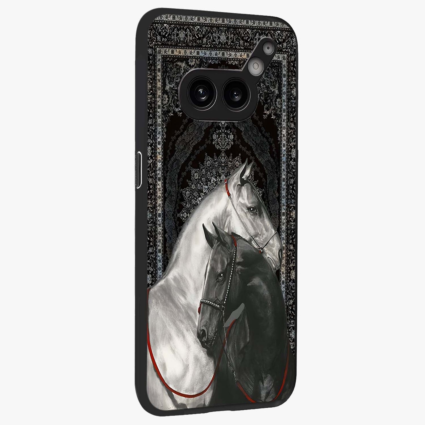Majestic Ride Legacy Glass Case upright view showcasing dynamic ride inspired artwork with modern automotive theme.
