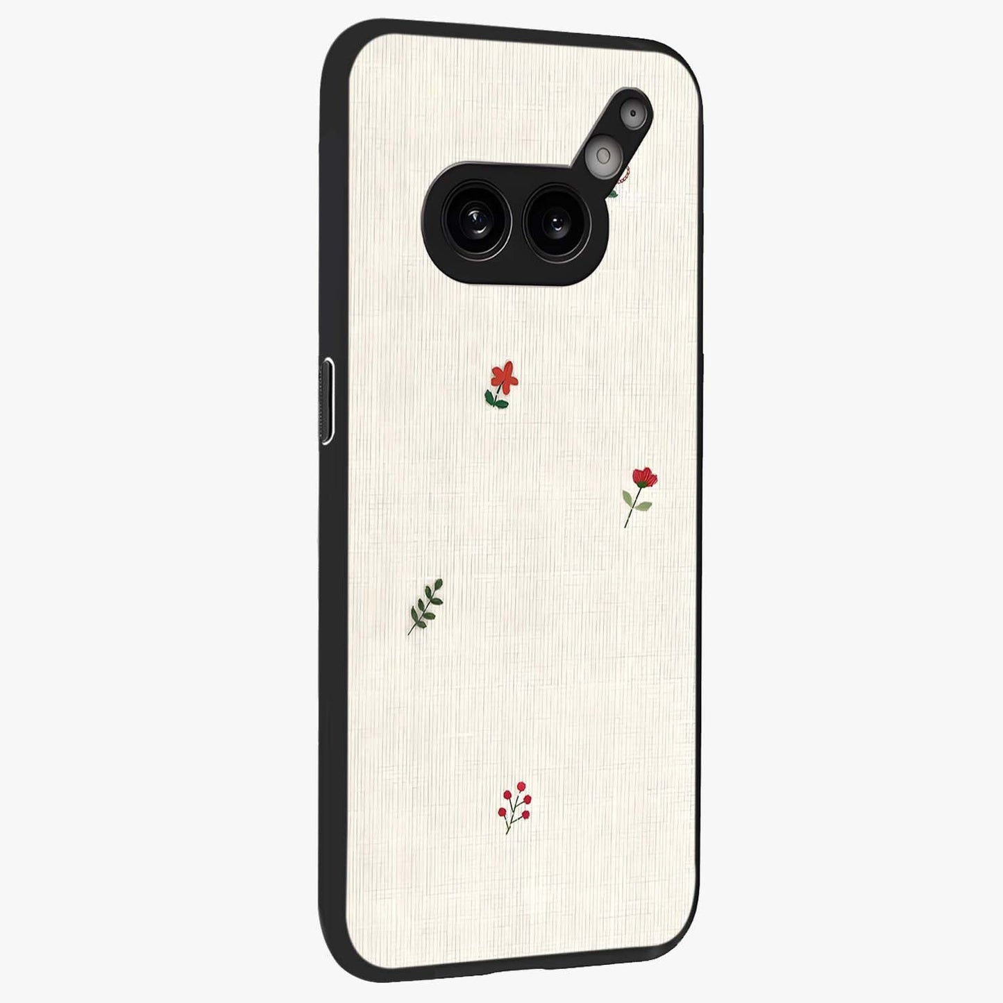 Minimalistic Blue With White Flower Pattern Glass Case upright view showcasing clean white flower artwork with calming blue theme.
