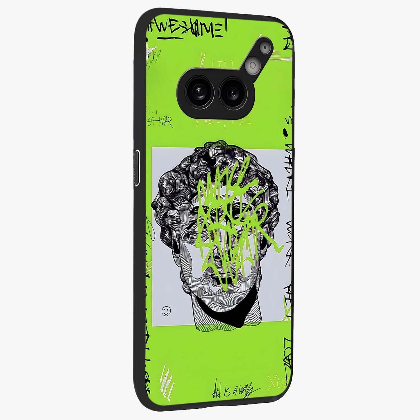 Neo Graffiti Rebellion Glass Case upright view showcasing colorful graffiti artwork with bold modern street style.