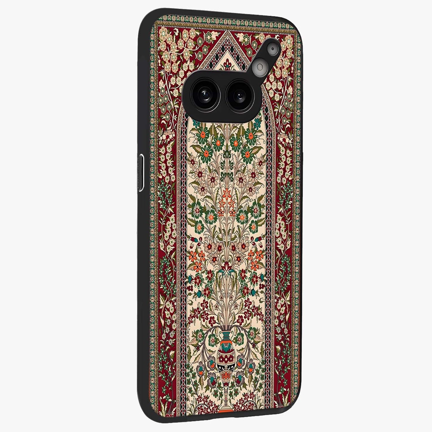 Persian Inspired Glass Case upright view showcasing decorative Persian artwork with rich heritage theme.