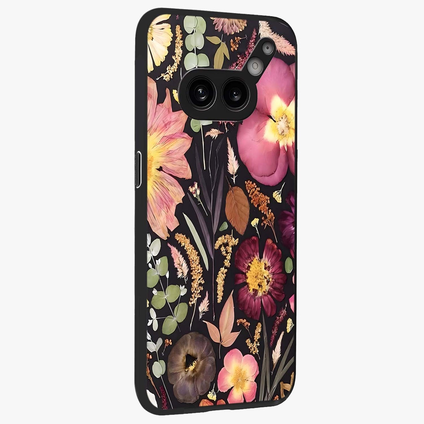 Petal Dream Tapestry Glass Case upright view showcasing detailed floral tapestry artwork with artistic nature theme.