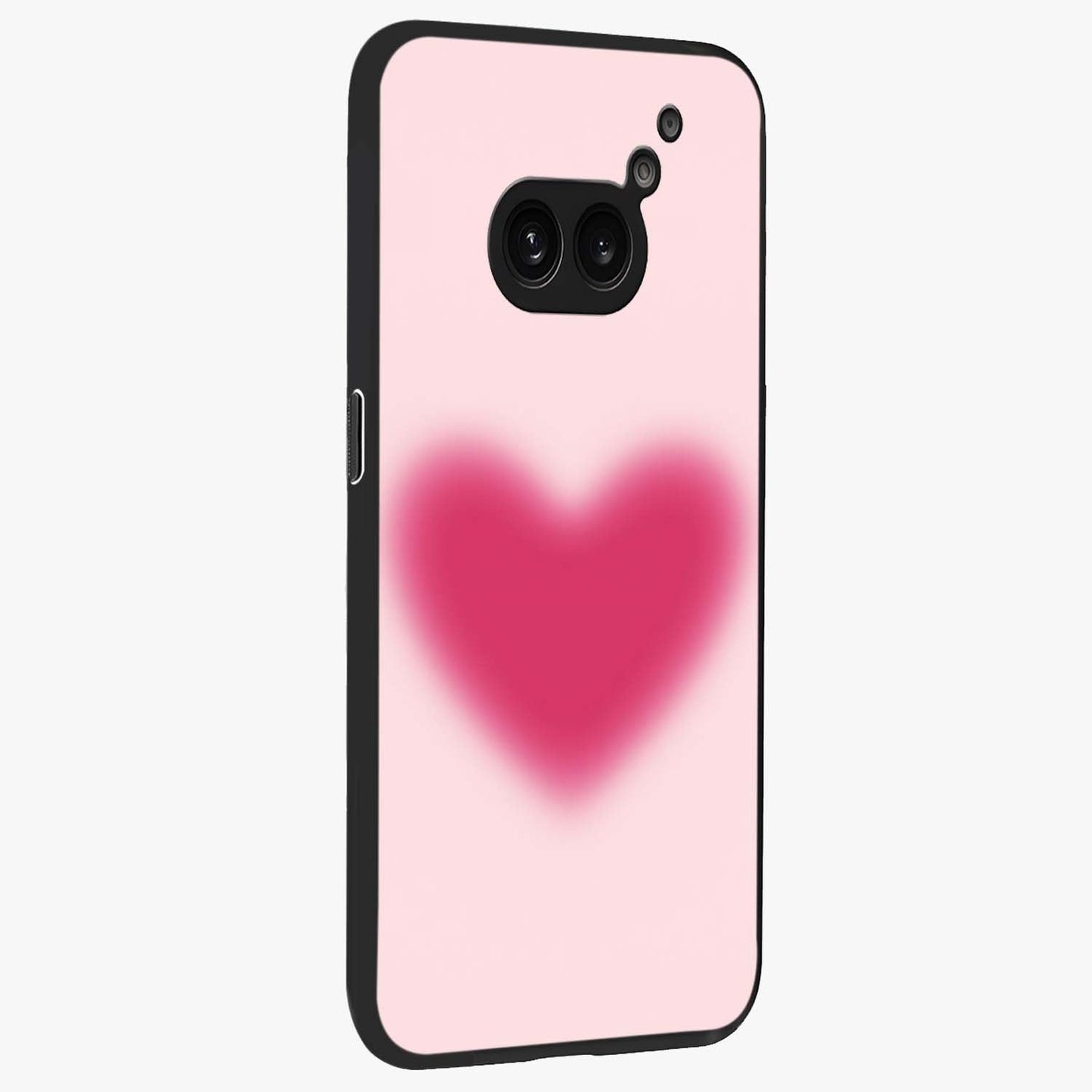 Pink Aura Heart Glass Case upright view showcasing romantic heart artwork with soft pastel theme.
