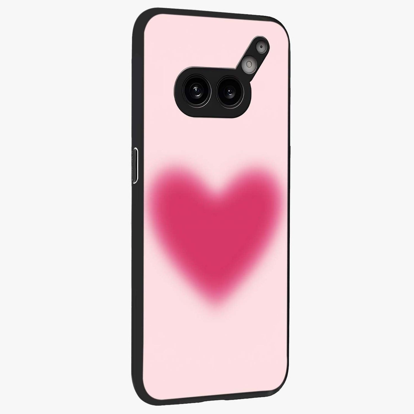 Pink Aura Heart Glass Case upright view showcasing romantic heart artwork with soft pastel theme.