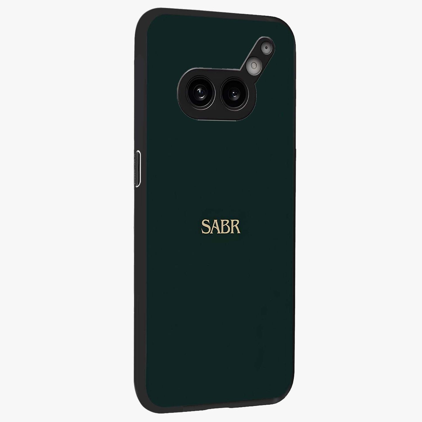 Sabr Minimal Patience Glass Case upright view showcasing calm minimalist artwork with motivational patience theme.