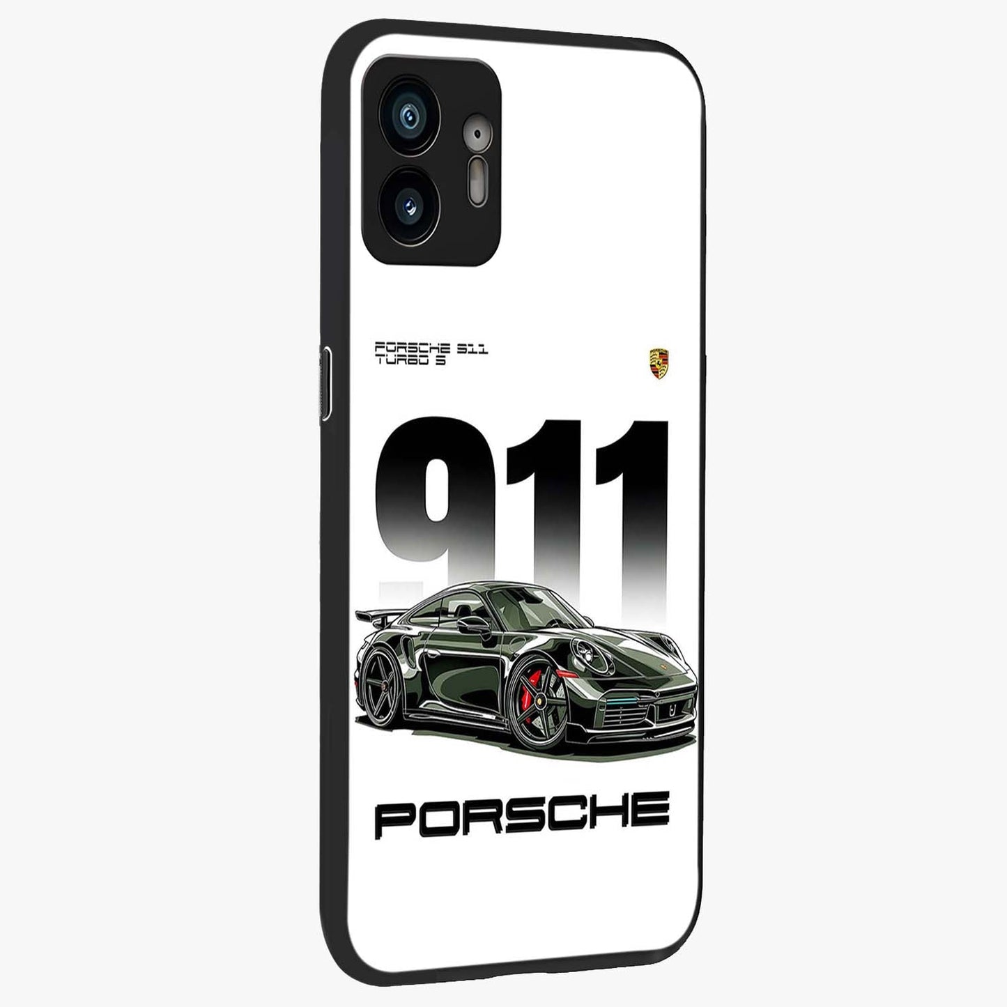 911 Turbo Dominance Glass Case upright perspective showcasing powerful racing design and modern automotive aesthetic.