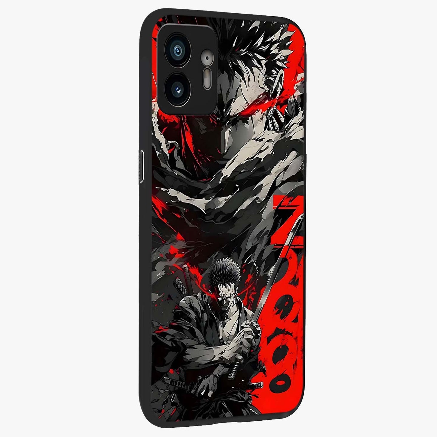 Demon Sword Resolve Glass Case upright view showcasing dramatic warrior artwork with intense battle theme.