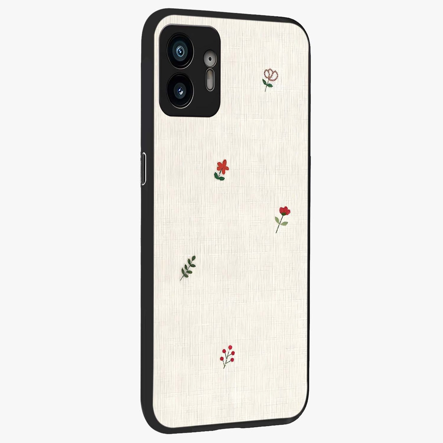 Minimalistic Blue With White Flower Pattern Glass Case upright view showcasing clean white flower artwork with calming blue theme.